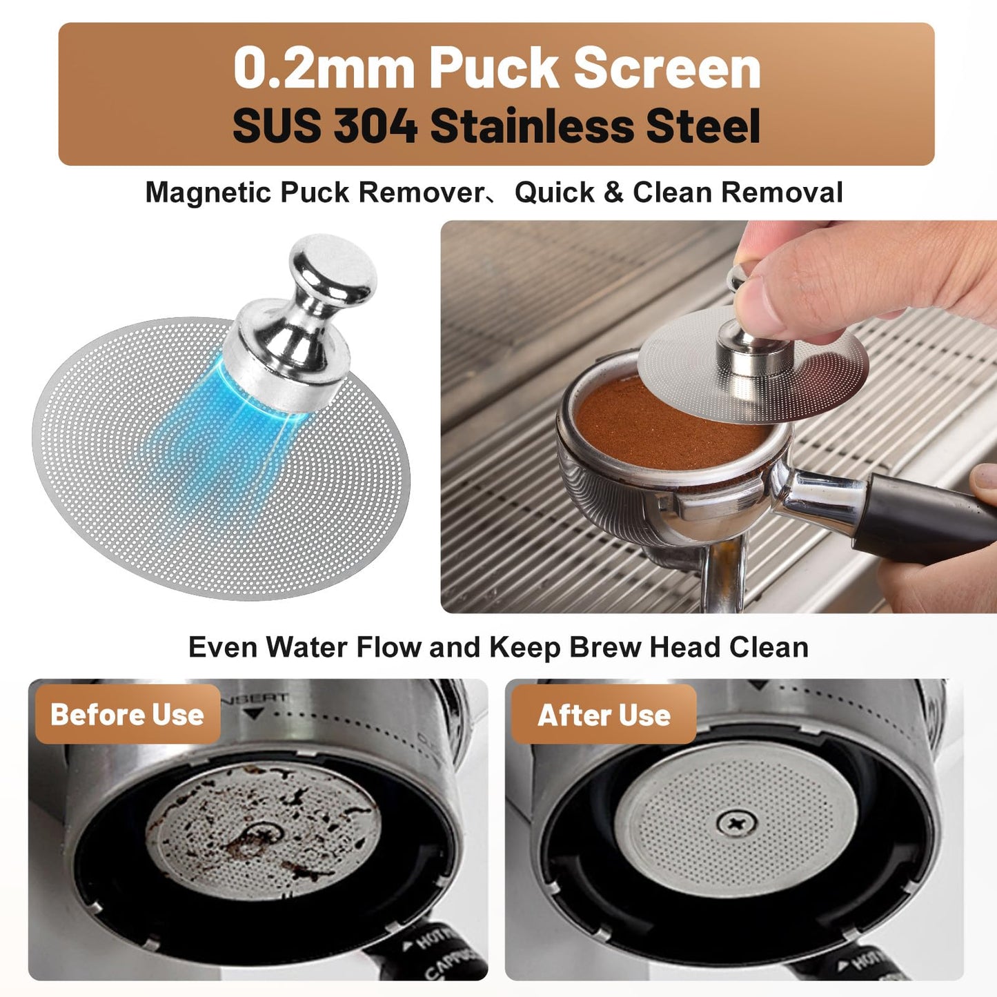 58mm Espresso Accessories Kit – Spring-Loaded Espresso Tamper, WDT Tool, Coffee Distributor, Magnetic Dosing Funnel, Puck Screen with Remover – Premium Stainless Steel & Aluminum Espresso Tools