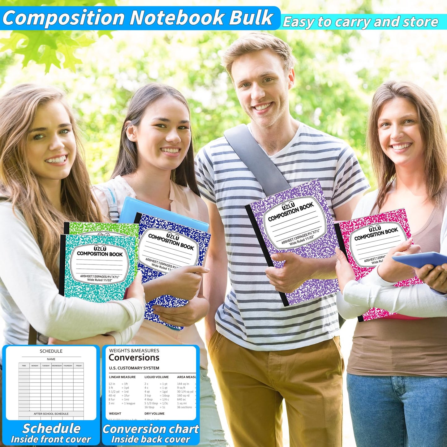 24 Pack 9.75 x 7.5 in Large Composition Notebooks Bulk 12 Color Wide Ruled Composition Books Marble Journal Notebook 60 Sheets per Book for Aldult Student College Office Back to School Supplies