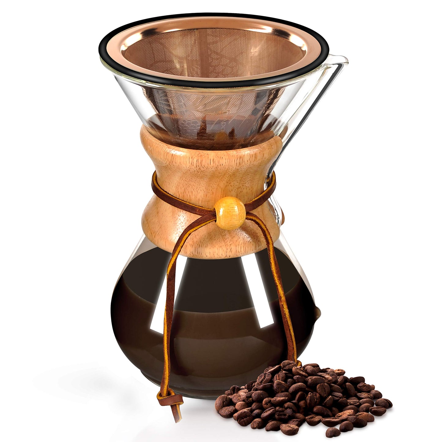 Compatible with Chemex, Hario V60 Pour Over Coffee Filter - Wide Metal Base Reusable Stainless Steel Coffee Dripper - Paperless Coffee Filter for Sustainable Brewing
