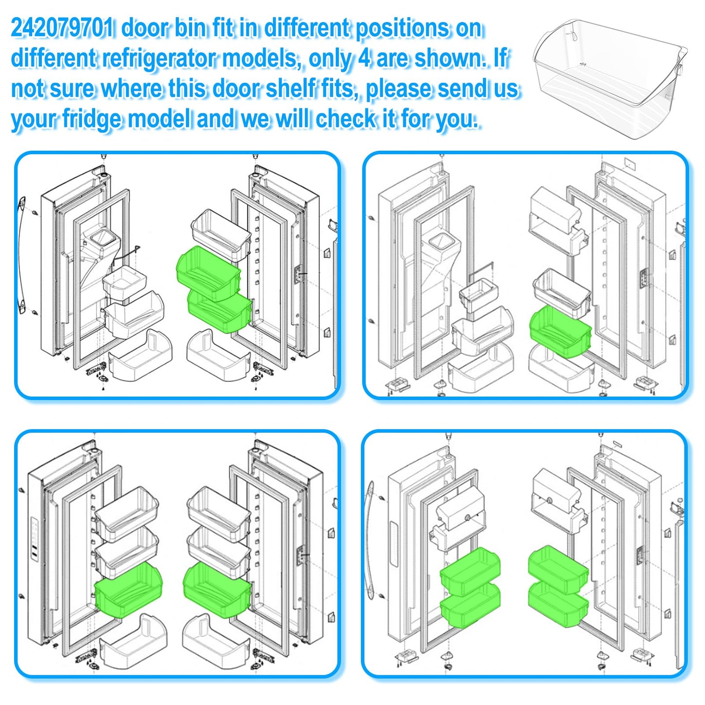 UPGRADED 242079701 Refrigerator Door Bin Compatible with Frigidaire Kenmore Refrigerator Door Shelf Replacement 242011501 242011503 242011504 LFHG2251TF5 LGHD2369TF FFHB2750TS FGHB2868TF Door Shelves