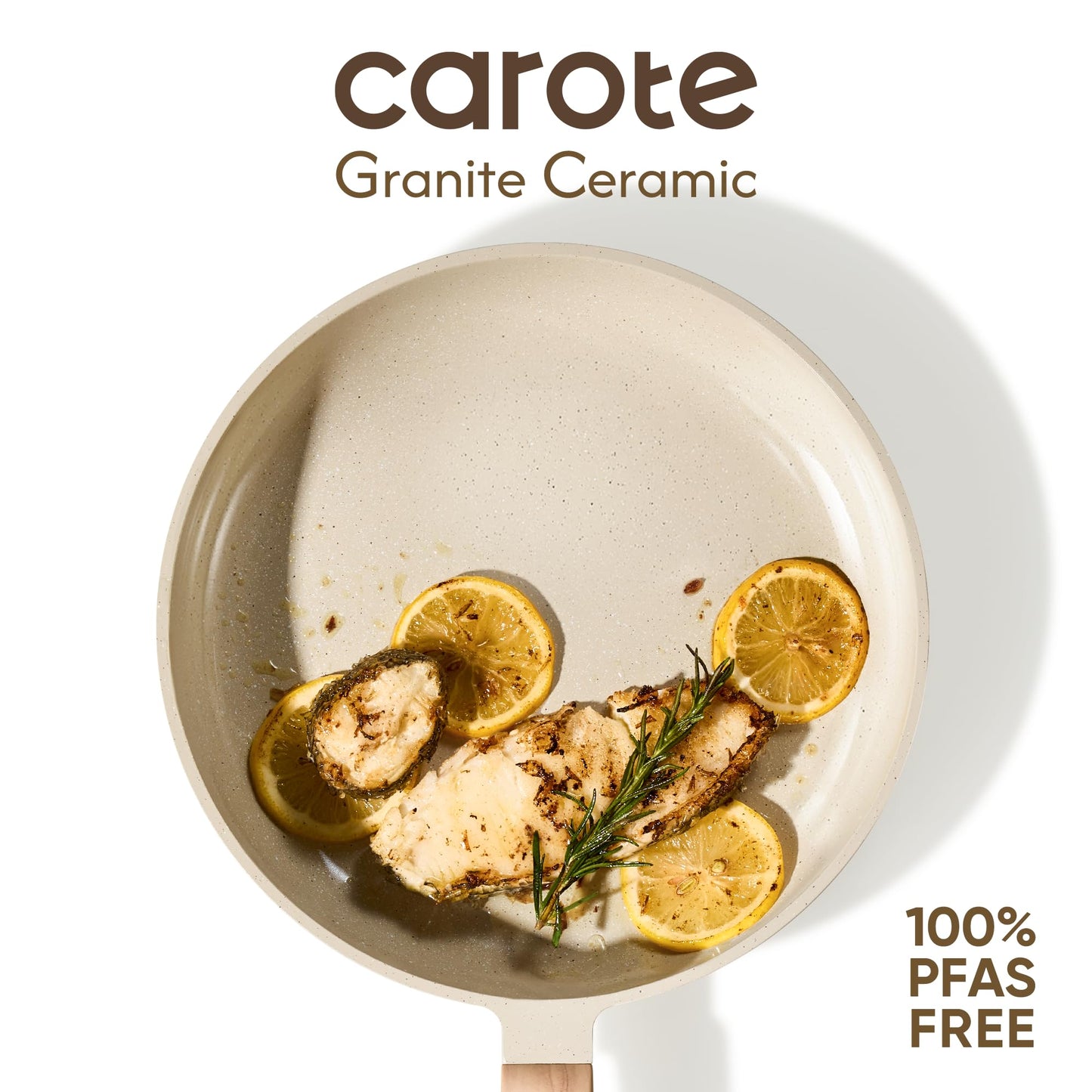 CAROTE 10" Frying Pan Set, Ceramic Frying Pan, Non-Toxic PTFE & PFOA Free Fry Pan & Omelet Pan, Compatible with Induction, Gas Cooktops