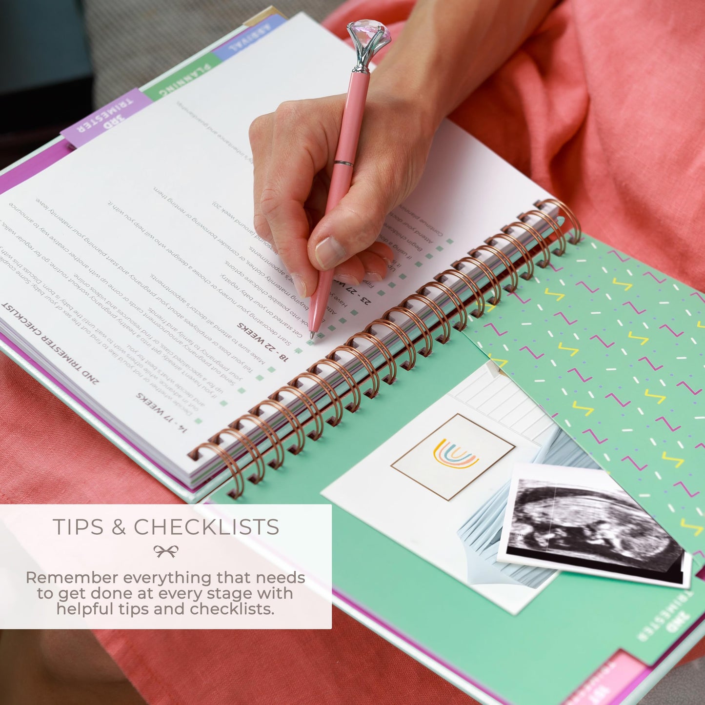 Clever Fox Pregnancy Journal & Memory Book - Pregnancy Planner & Notebook for Expecting Moms – Baby Keepsake, First Time Moms Gift (Mint Cream, 9" x 10.5" SonoFrame Edition)