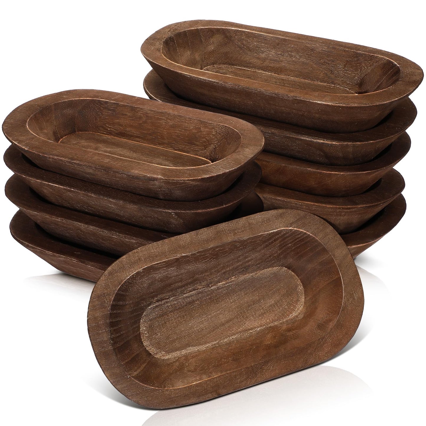 Nuogo 10 Pack Wooden Dough Bowls Bulk Rustic Dough Bowls for Wedding DIY Home Crafts Making Farmhouse Fruits Supplies Decoration(8.5 Inches,Brown)