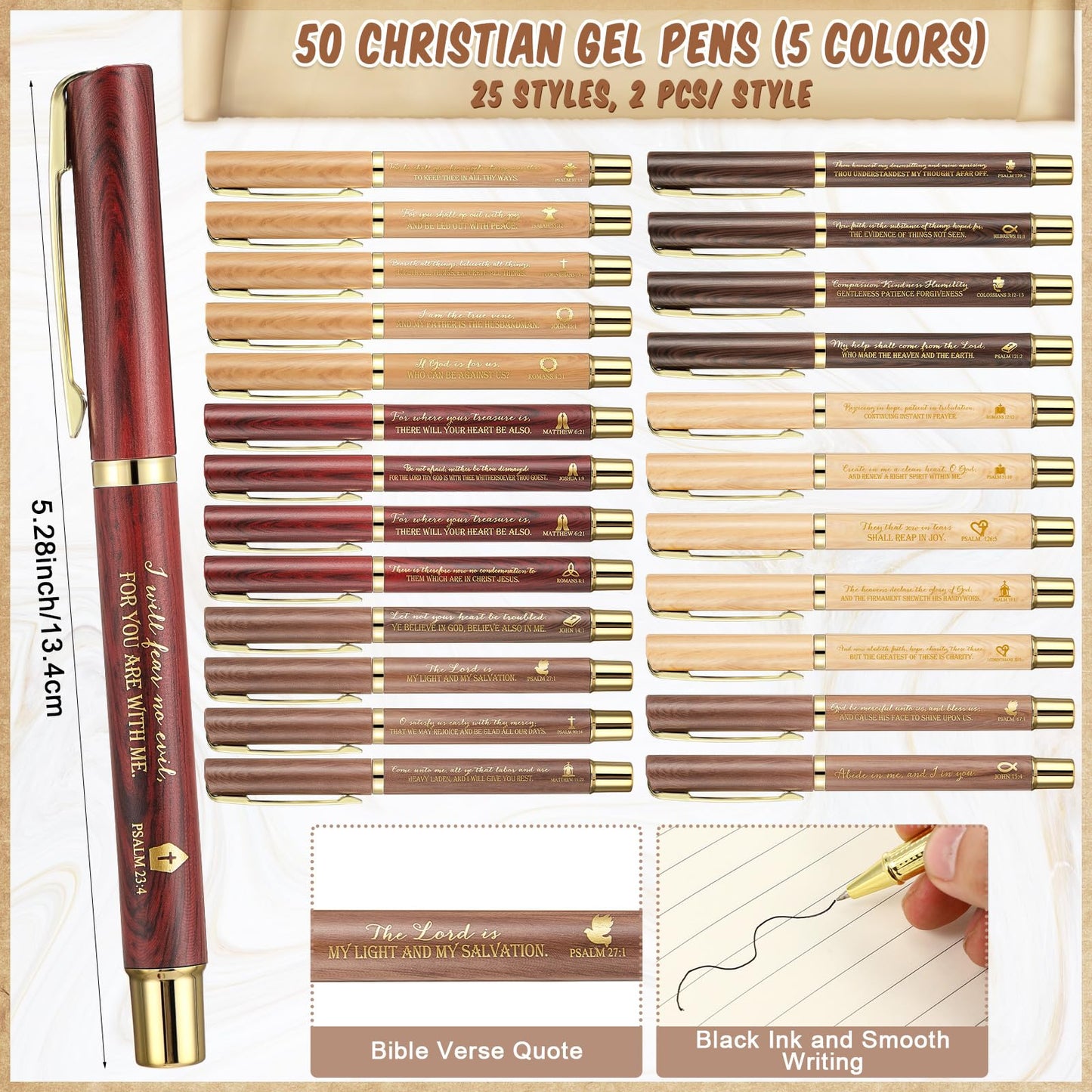 Feifeiya 50 Sets Father's Day Christian Gifts Bulk for Men, Bible Verse Gel Pens with Religious Wristbands and Bible Emergency Numbers Bookmarks, Religious Gift Set for Dad Grandpa Church Members