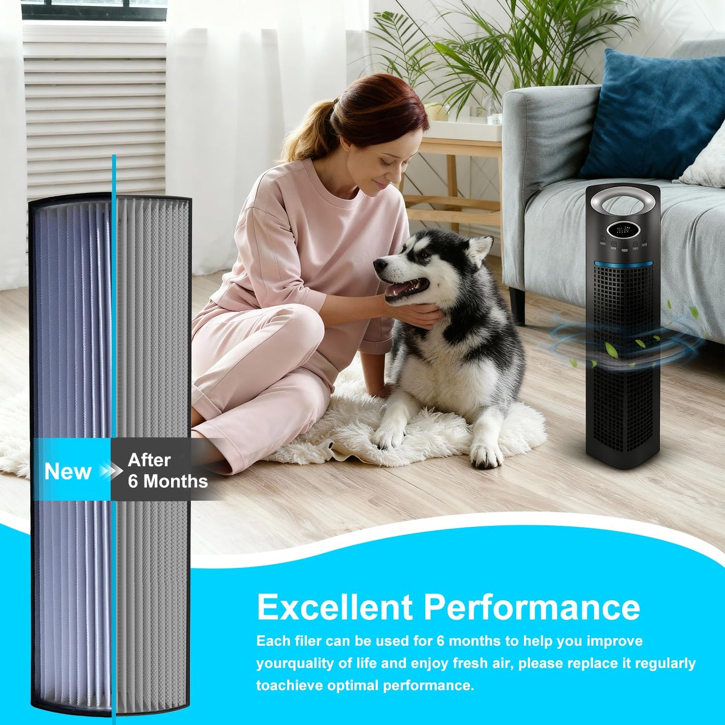 TPP440F Replacement HEPA Filters for Therapure TPP440F Fits Envion TPP440 TPP540 TPP640 Air Purifiers,2pcs