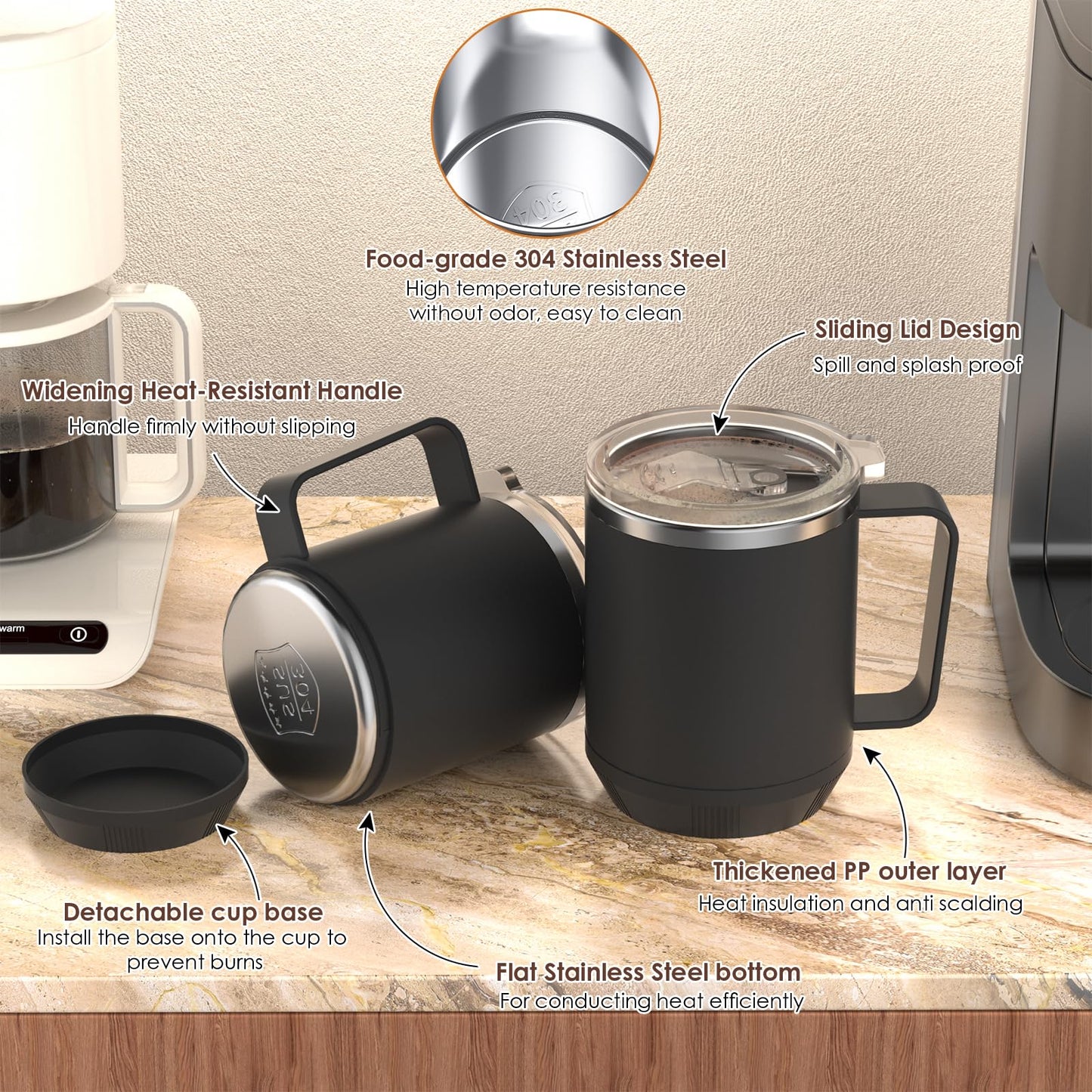 Felibeaco Coffee Mug Warmer & Mug Set for Desk, Smart Coffee Cup Warmer with 16oz Heated Mug, Cup Heater with Auto Shut Off for Office/Home, Coffee Gifts for Men&Women, for mom,Black