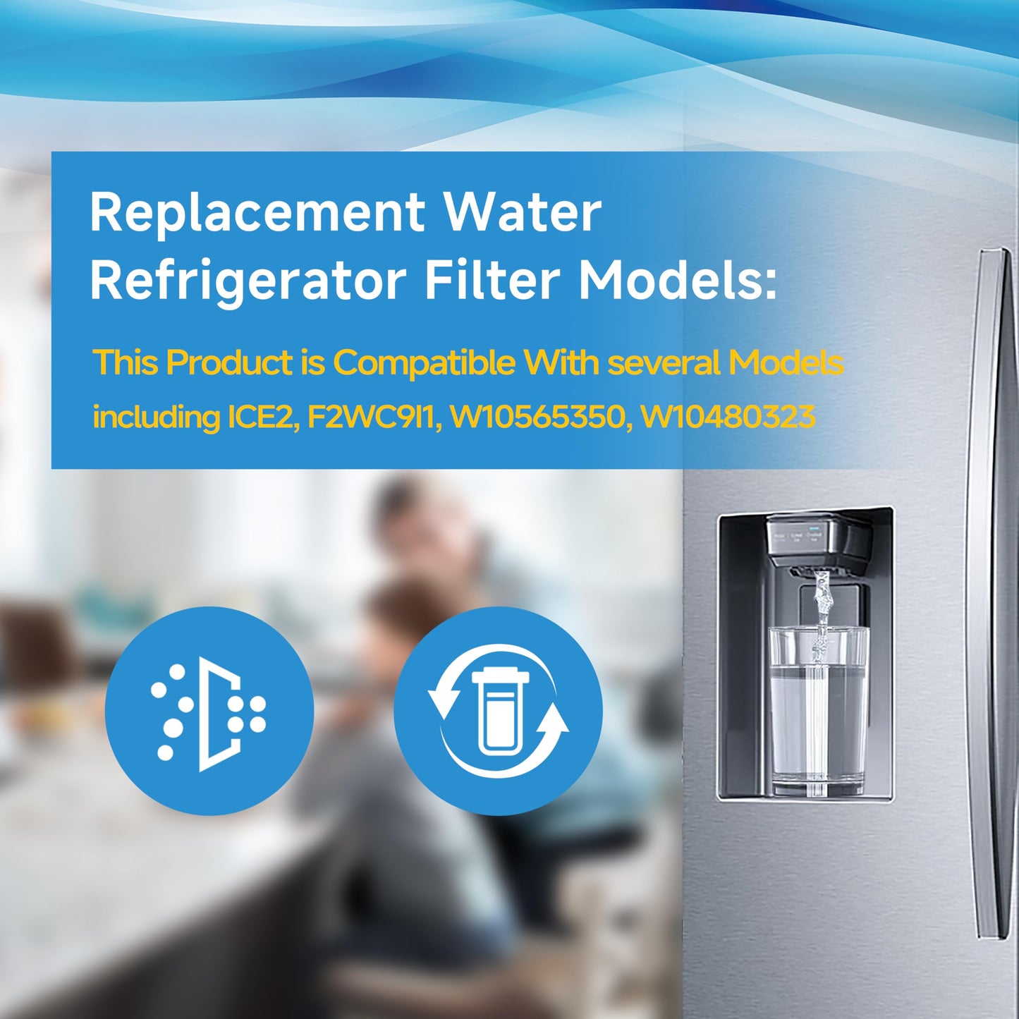 BIHENSAY 3-Pack Replacement Water Filter Exact Fit for ICE2 F2WC9I1 ICE Maker, Used in 50 Ib Ice Maker Machines, Lasts 6 months or 200 gallons