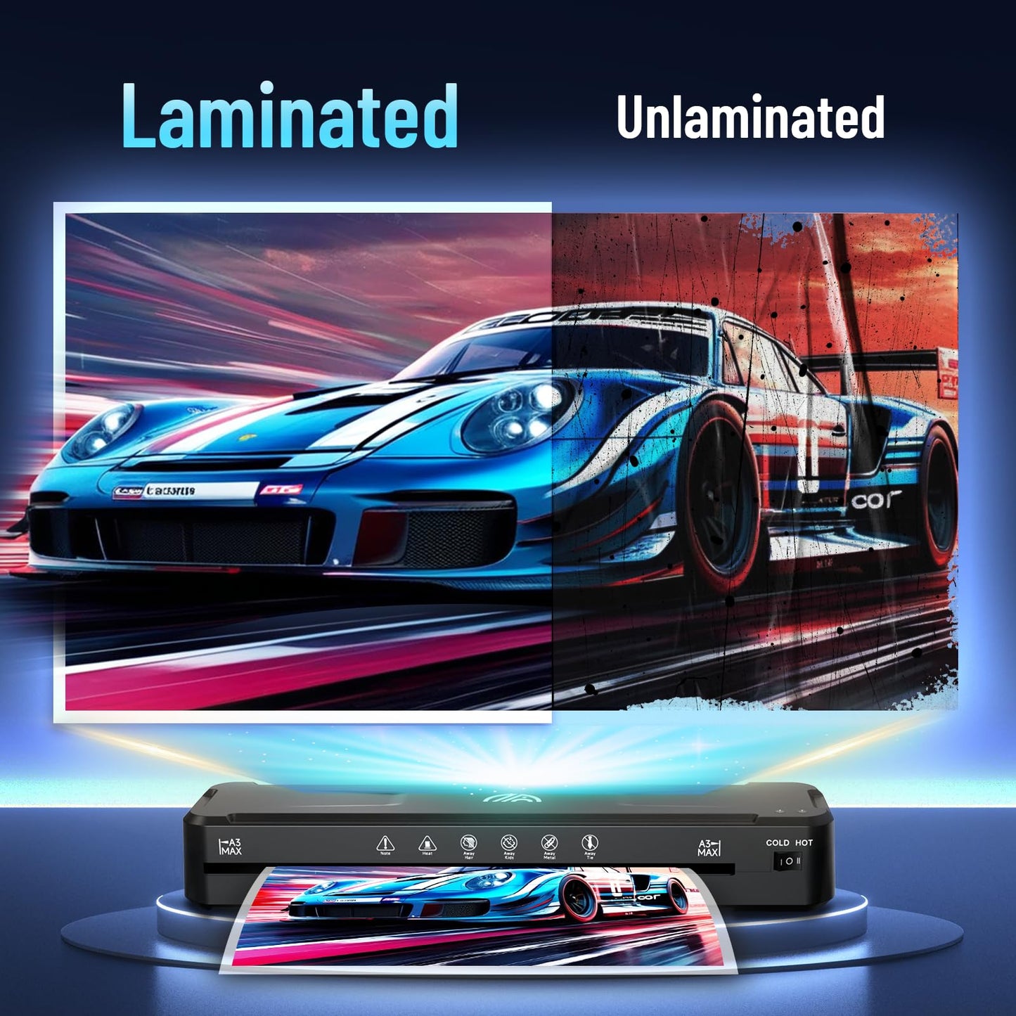 13 Inch Laminator Machine with 50 Laminating Sheets, Fast Warm-Up No Jam A3 Laminator, 11x17 Cold & Thermal Laminating Machine for Home School Office