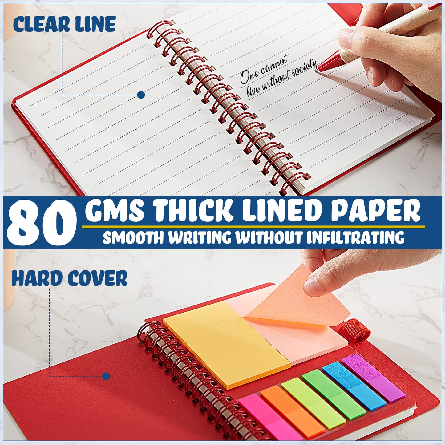 Jutom 30 Pack Lined Spiral Notebooks with Sticky Notes Pen Bulk Notepad and Pen Set Colorful Steno Pads Small Pocket Notebooks for Business Office School Supplies, 4.7 x 5.9 Inches