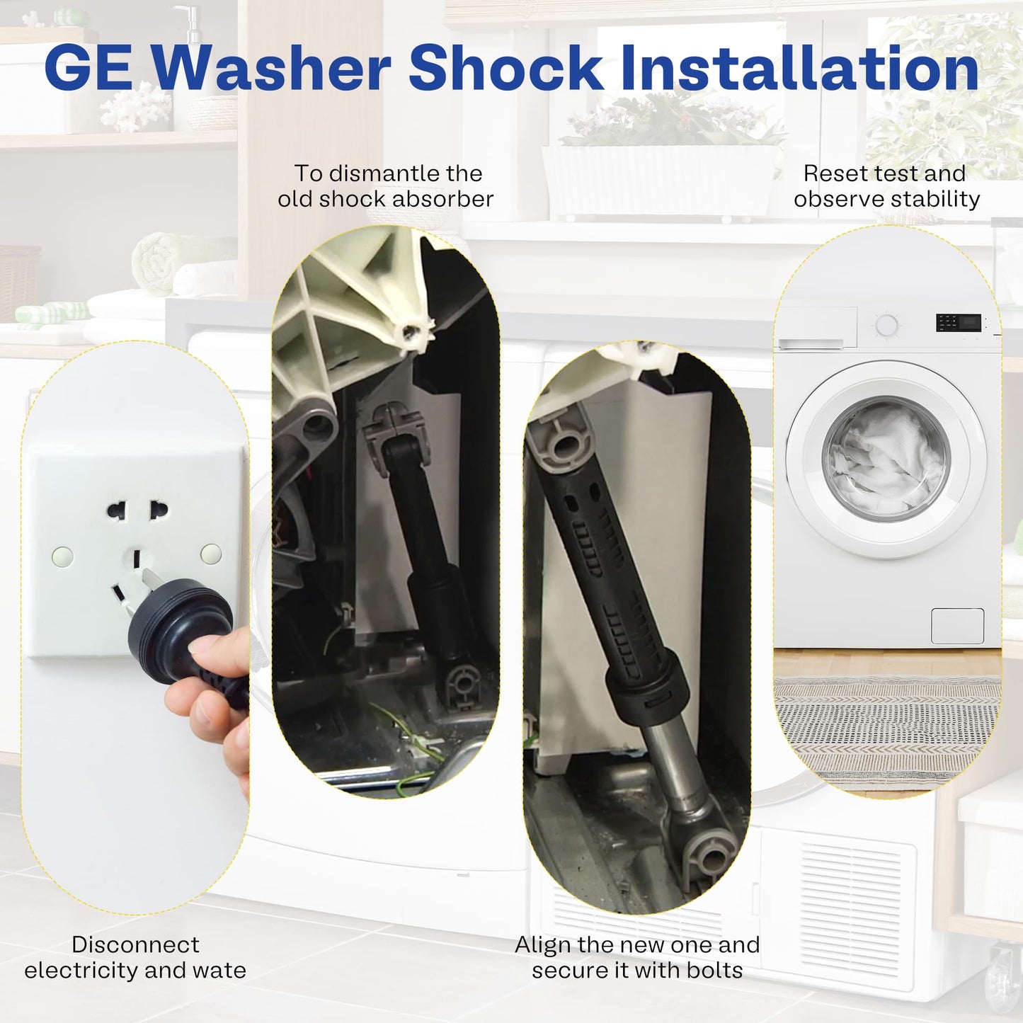 WH01X20826 WH01X10343 GFW450SSM1WW GFW430SSM1WW GFW450SSK0WW Washer Shock Absorber for G-E GFW450SPM1DG GFWN1600J1WW Front Load Washer Replace WH01X10260 WH01X10425 AP426585-4 Pack by TOMOON