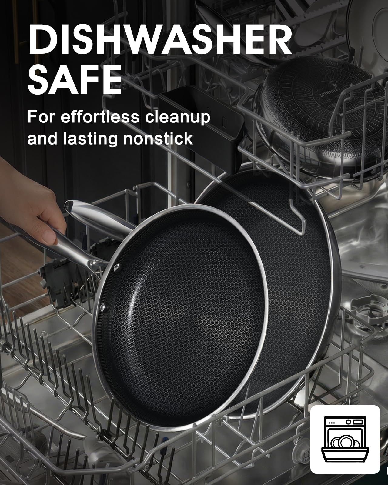 Non Stick 8 Inch Frying Pan with Lid, Hybrid Nonstick Stainless Steel Skillet Pan with Stay-cooling Handle, PFOA Free Non Toxic Dishwash & Oven Safe Kithchen Cookware Set Compatible All Cooktops