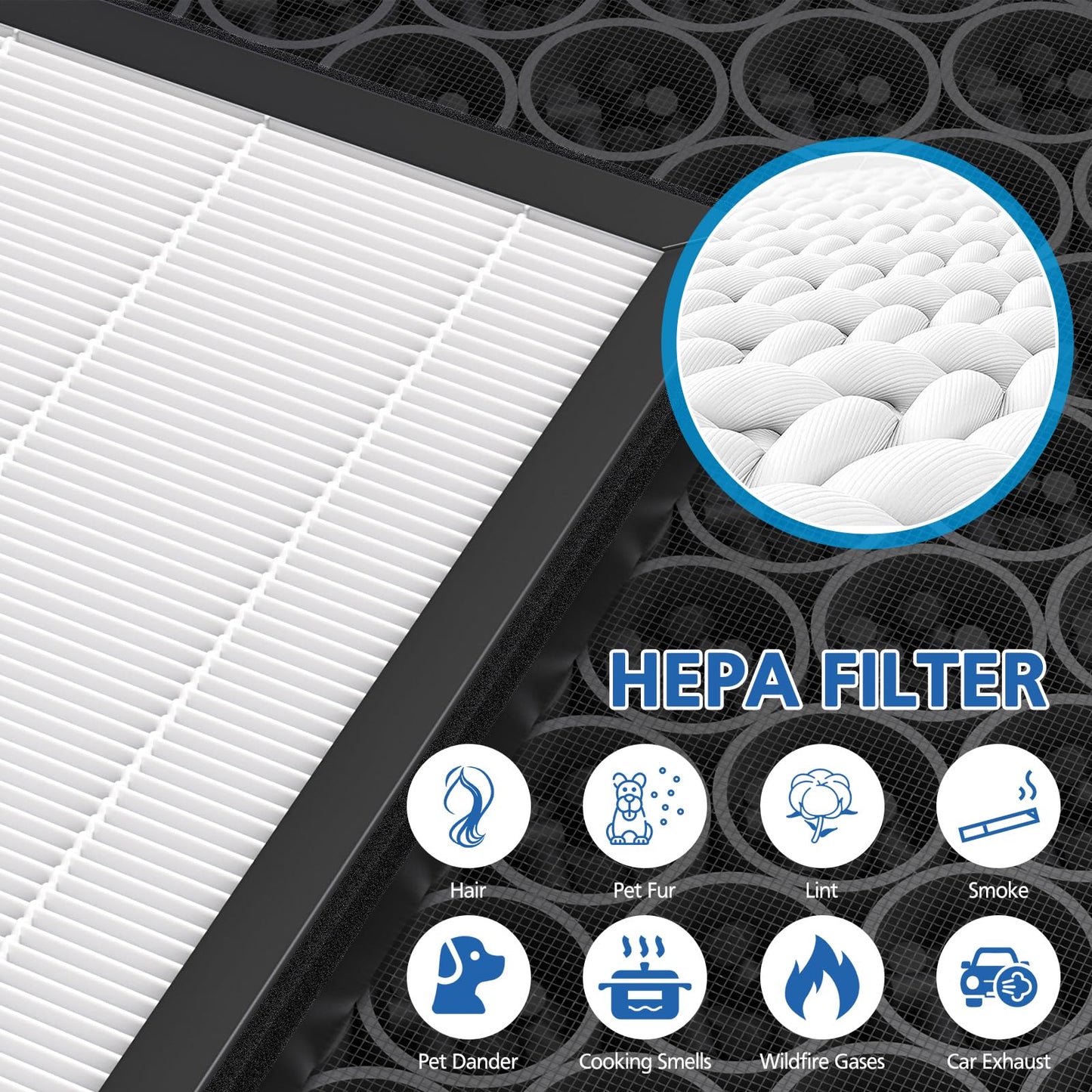 AP-B102 Replacement Filter Set Compatible with Alexapure Breeze AP-B102 and 3049 Air Purifier, 2 HEPA + 2 Carbon Filters, Replaces Part # AP-B103(HEPA Filter) and #AP-B104(Carbon Filter)