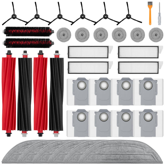 36 Pack S8 MaxV Ultra Accessories Kit Compatible with Roborock S8 Max/MaxV Ultra Robot Vacuum,Main Brushes,Dust Bags,Mop Cloths,Edge Mop Cloths,Filters,Side Brushes,Self-Main Brush