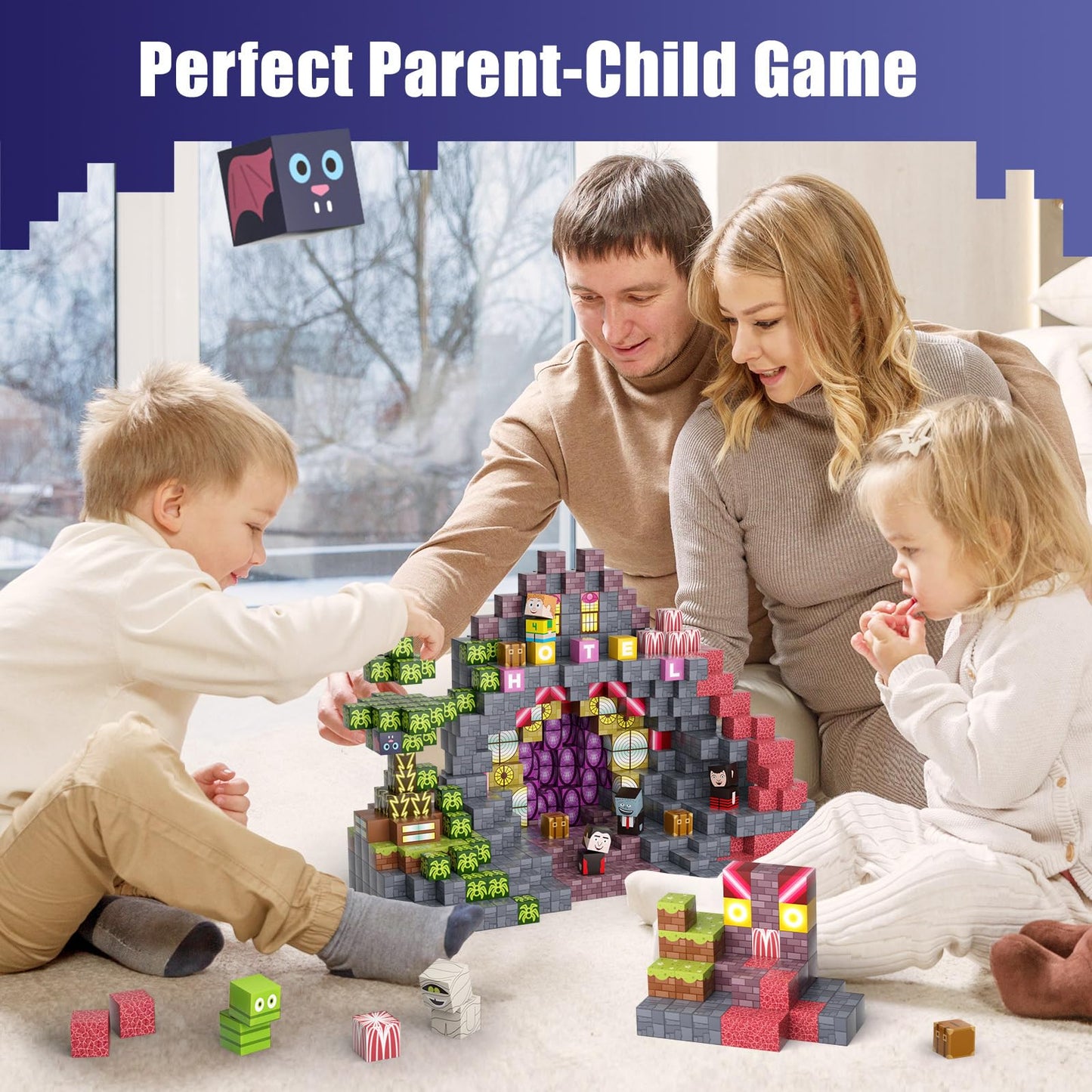 Magnetic Blocks -198PCS Enchanted Hotel Magnetic Building Cubes,Educational Sensory Stacking Kit & STEM Learning Play,Christmas Birthday Creative Gifts for Kids Boys Girls Ages 4 5 6 7 8 10+ Years Old