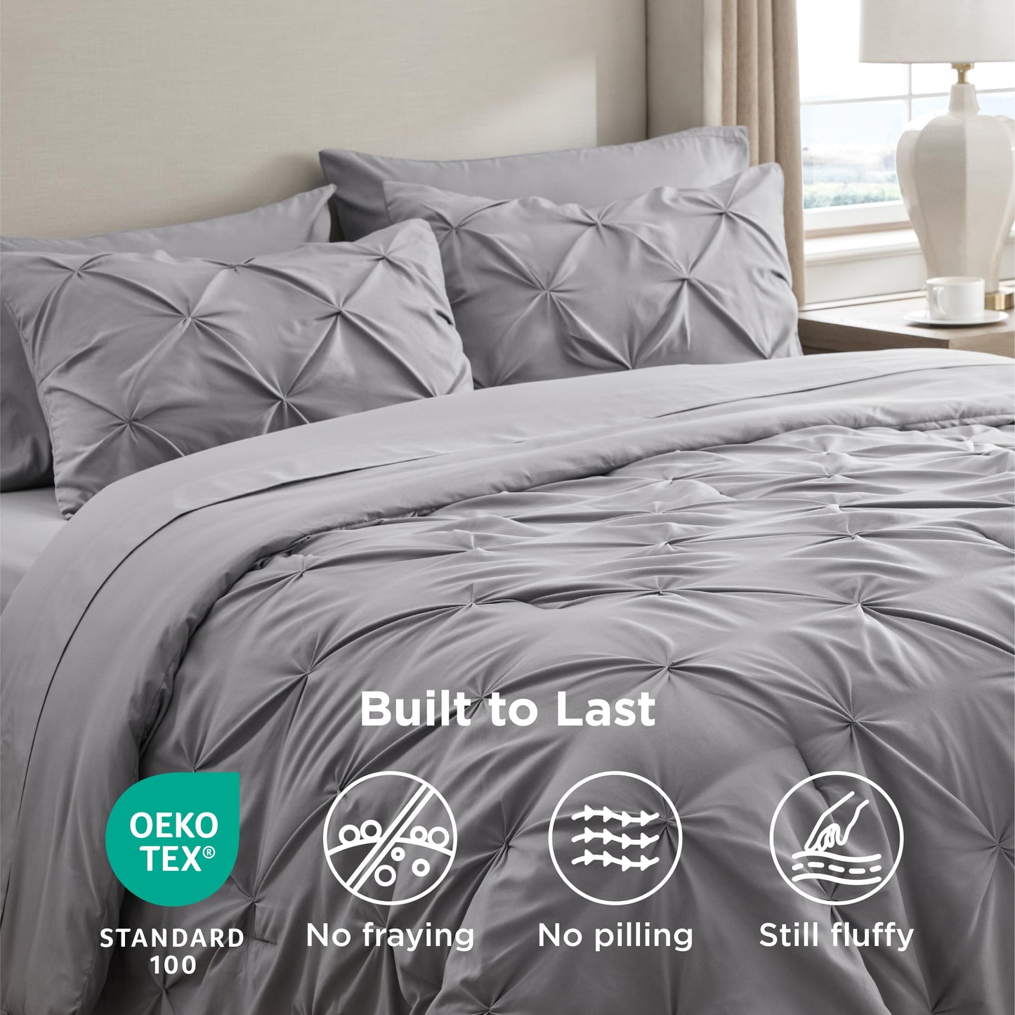 Bedsure Full Size Comforter Sets Grey - Bed in a Bag Full Size Bedding Set 7 Pieces, GentleSoft™ Bed Set Gift for Family, All Season Down Alternative Comforter with Sheets, Pillowcases & Shams
