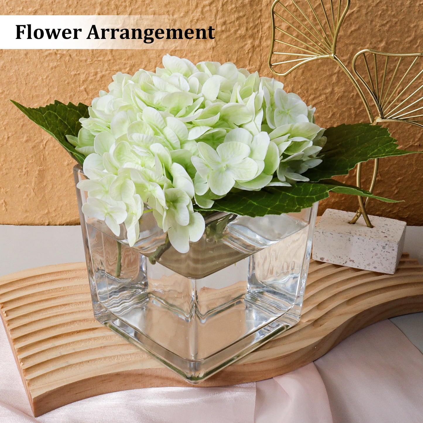 Comrzor Set of 6 Square Glass Vases 5" x5" x 5", Clear Flower Vases for Centerpieces, Candle Holder for Wedding Party Events, Home Décor