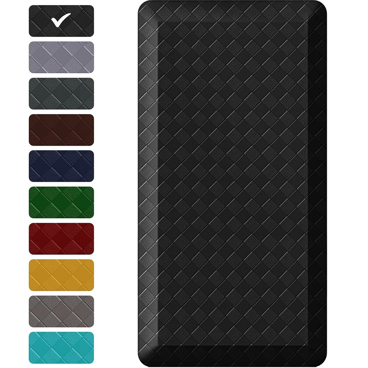 StepRite 1” Thick Kitchen Mats for Floor, Anti Fatigue Kitchen Rugs, Non-Slip,Heavy Duty Water Resistant Kitchen Rug, Standing Desk Mat for Friends, Family, Home, Kitchen, Office(39" x 20",Black)