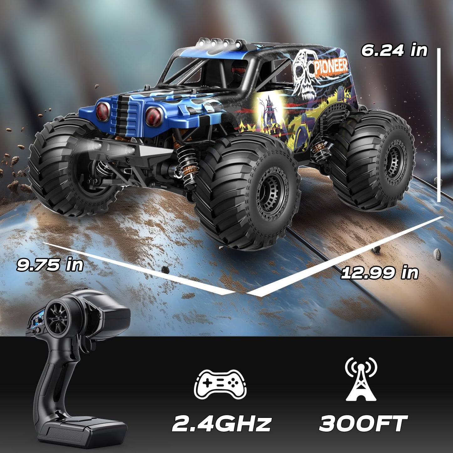 1/14 Brushless RC Cars for Adults, Max 42mph Oil Shock Absorber Electric 4WD High-Speed RC Car, Remote Control car for Adults RC Truck with Two 2S Lipo Batteries, Compatible with 3S Lipo