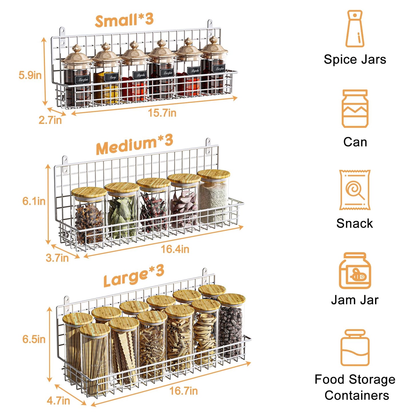 JKsmart 9-Tier Spice Rack Organizer with Door Hook, Wall Mount, and Extra Large Capacity for Pantry – Stylish White Design for Effortless Organization, Ultimate Kitchen Storage Solution