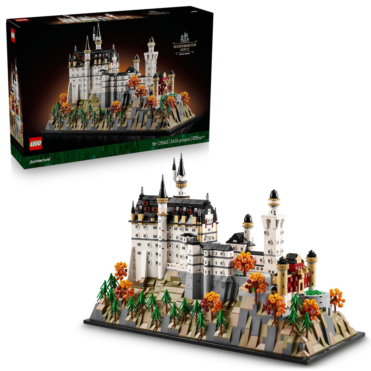 LEGO Architecture Neuschwanstein Castle Building Set - Collectible Bavarian Castle Model Kit for Arts & Crafts - Building Blocks for Adults, Ages 18+ - Gifts for Men and Women - 21063