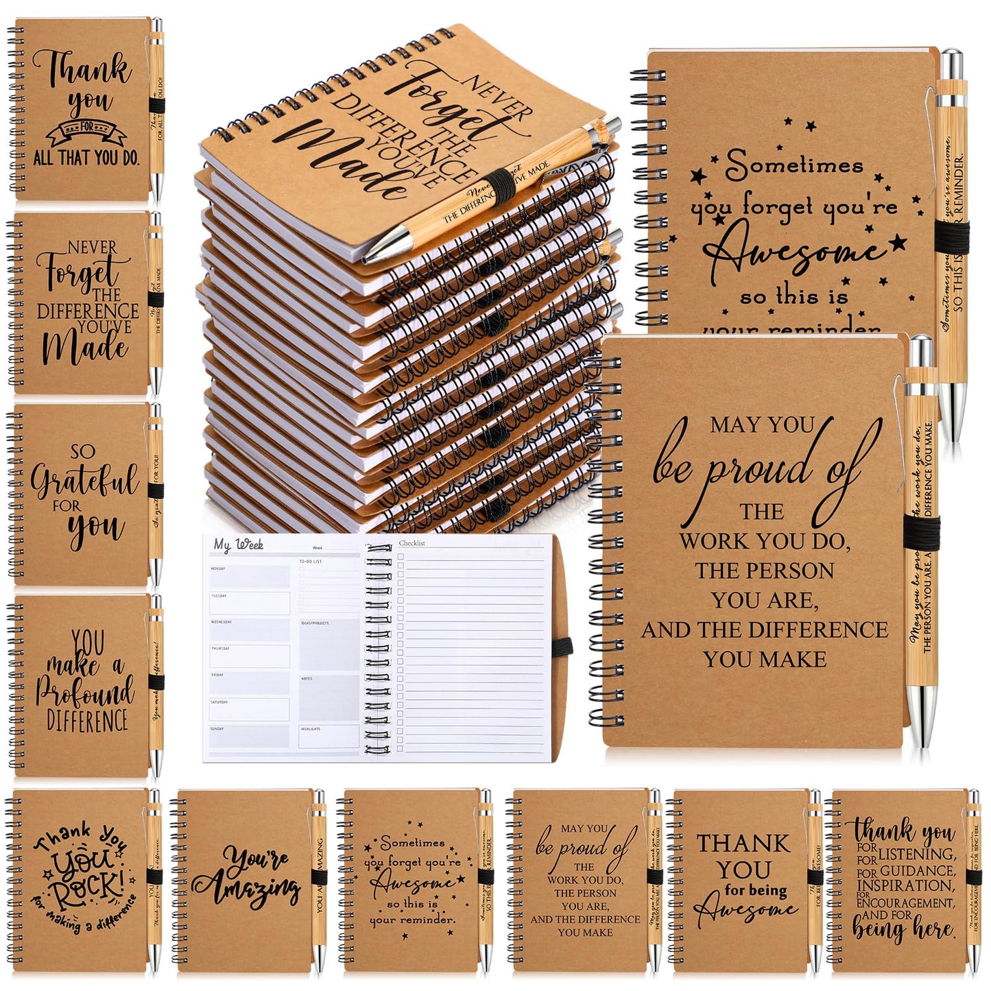 Tellingyou 60 Pcs Bulk Appreciation Gifts for Employee Coworker CNA Week A6 Notebook with Pens Appreciation Gifts Thank You for Team Office Staff Graduation Teacher Volunteers