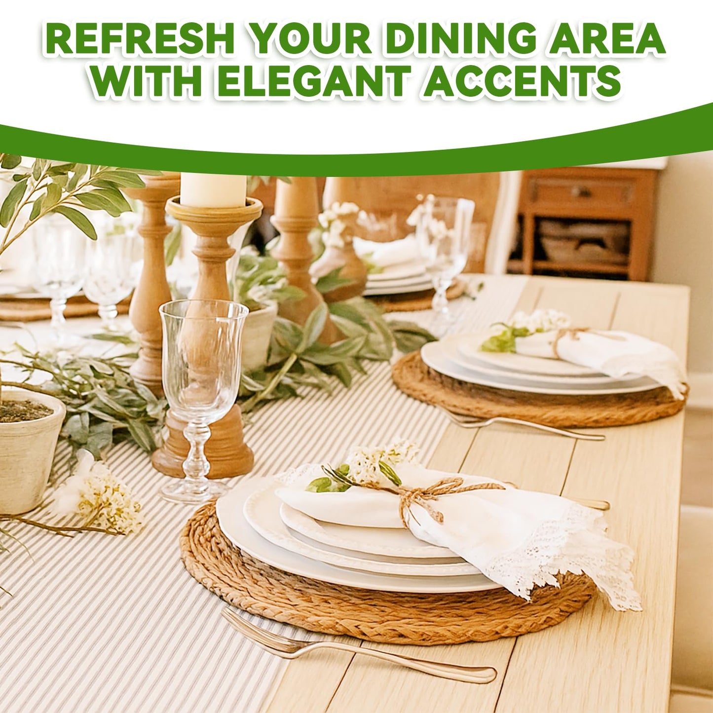 DRKSBesto Round Woven Placemats 13 inch Set of 20, Boho Rattan Placemats, Farmhouse Weave Place Mats, Rustic Braided Wicker Table Mats for Dining Table,Home and Wedding
