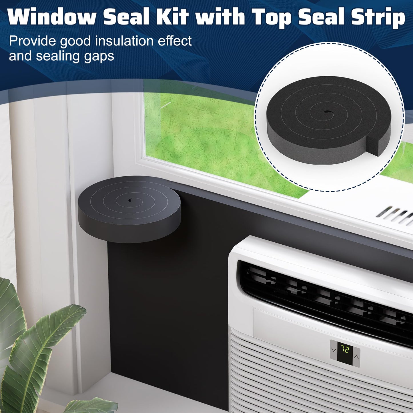 Pearwow 4 Pack Window Air Conditioner Side Panels,17" x 9" x 1" Insulated Foam Panels, Insulation AC Side Surround Panels Kit for Window AC Units,AC Window Seal Kit with Top Seal Strip