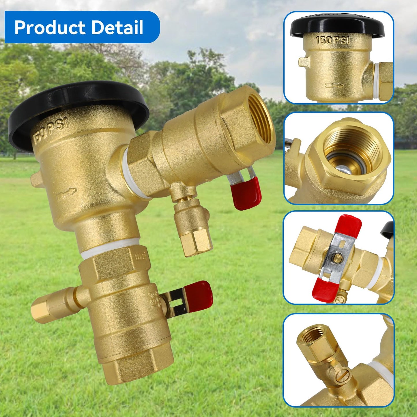 1" 720A 1-720A Pressure Vacuum Breaker Assembly,Brass Irrigation Backflow Preventer Valve for Lawn Irrigation System, Garden Sprinkler, Outdoor Water Line, Anti-Siphon Protection MAX 400PSI