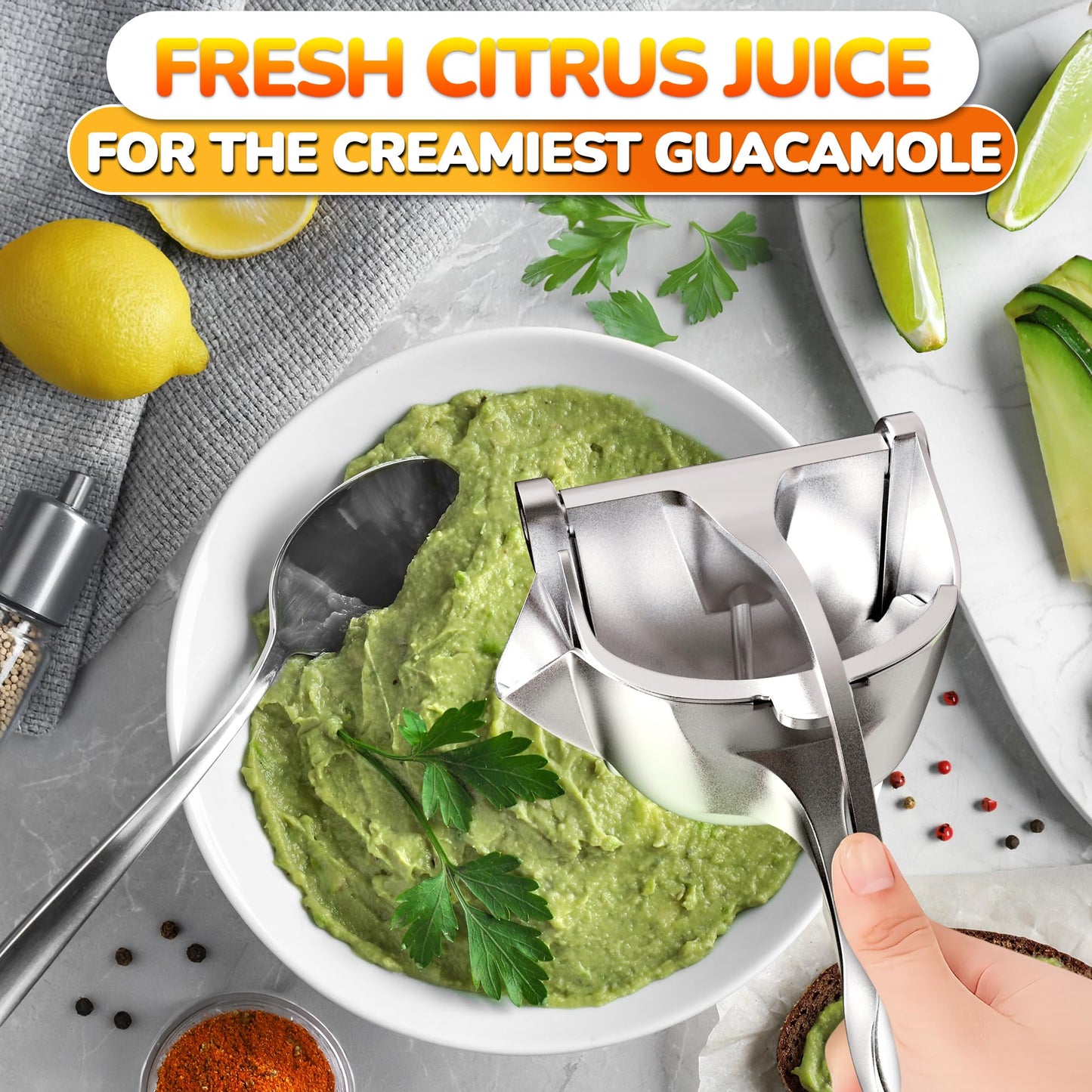 Manual Juicer Hand Press with Ergonomic Heavy Duty Handle - Pour Spout for Mess-Free Pouring, Aluminum Alloy Hand Juicer Squeezer | 0.6 L Capacity - Juice Press for Lemon, Orange, Lime, & Grapefruit