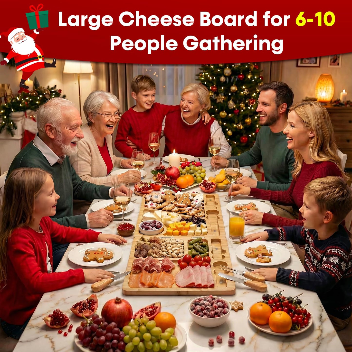 UTCG Charcuterie Board Gifts for Women: Bamboo Folding Cheese Board with Knife Set - Unique White Elephant Gift Wedding Housewarming Mothers Day Birthday Party Bridal Shower Gift