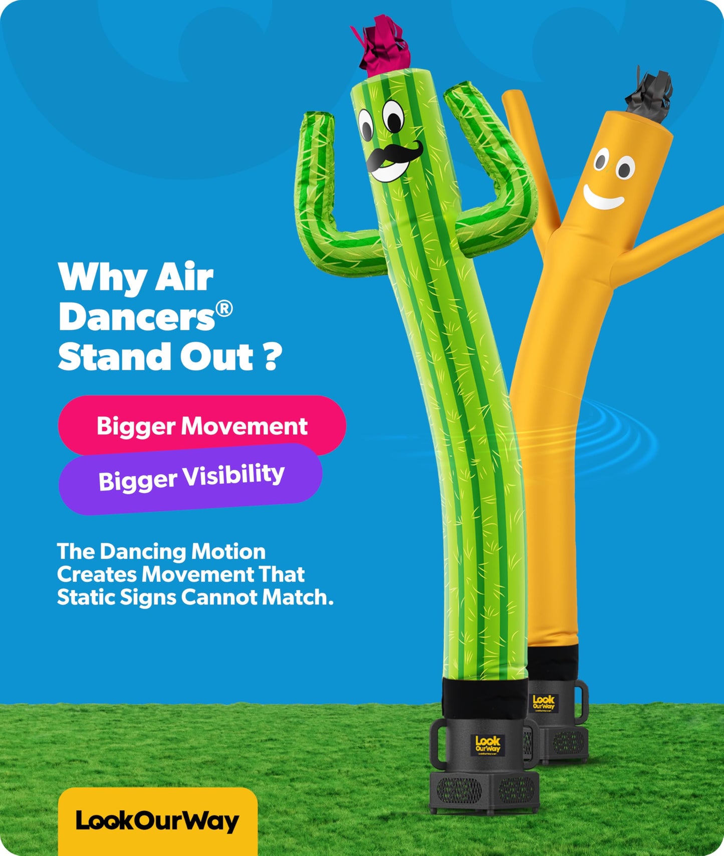LookOurWay Air Dancers Wacky Waving Inflatable Tube Man Attachment - 6 Feet Tall Advertising Air Dancer Waving Man Inflatable Tube Guy - Blower Not Included - Cactus