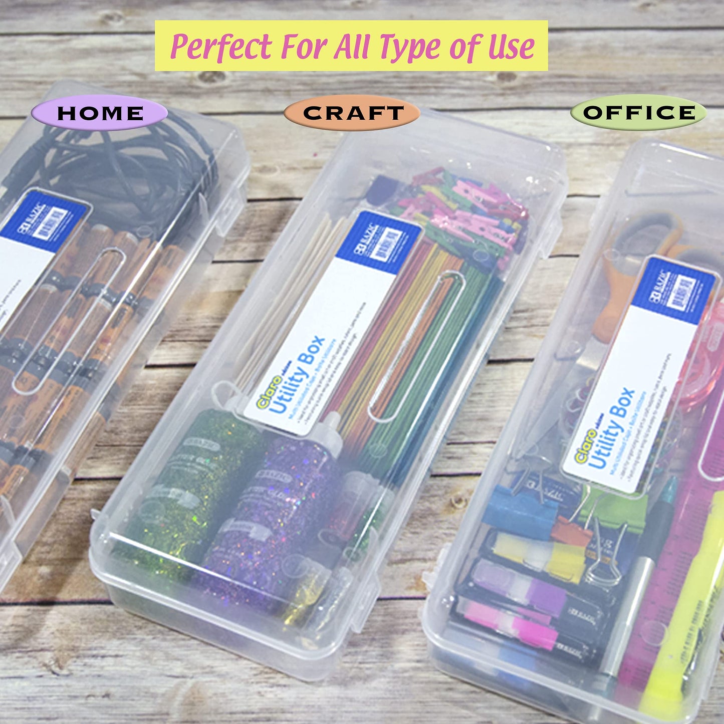 BAZIC PRODUCTS Clear Utility Box, Ruler Length, 1 Count, Cs/12