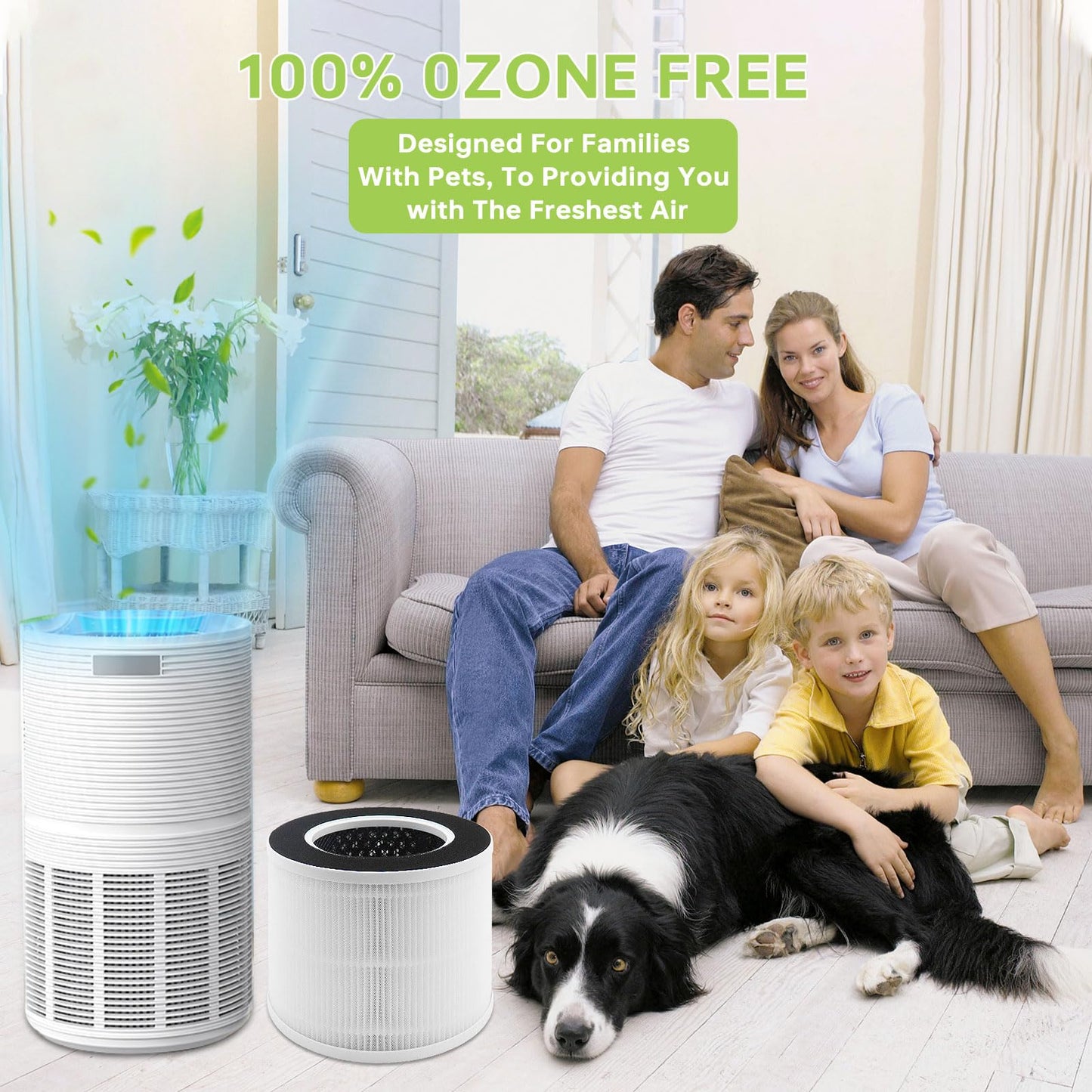 2 Pack True Air Purifier Filter Replacement for RENPHO RP-AP088, Compatible with RP-AP088W RP-AP088B RP-AP088-F1 and RP-AP088-F2, Activated Carbon Filter, White
