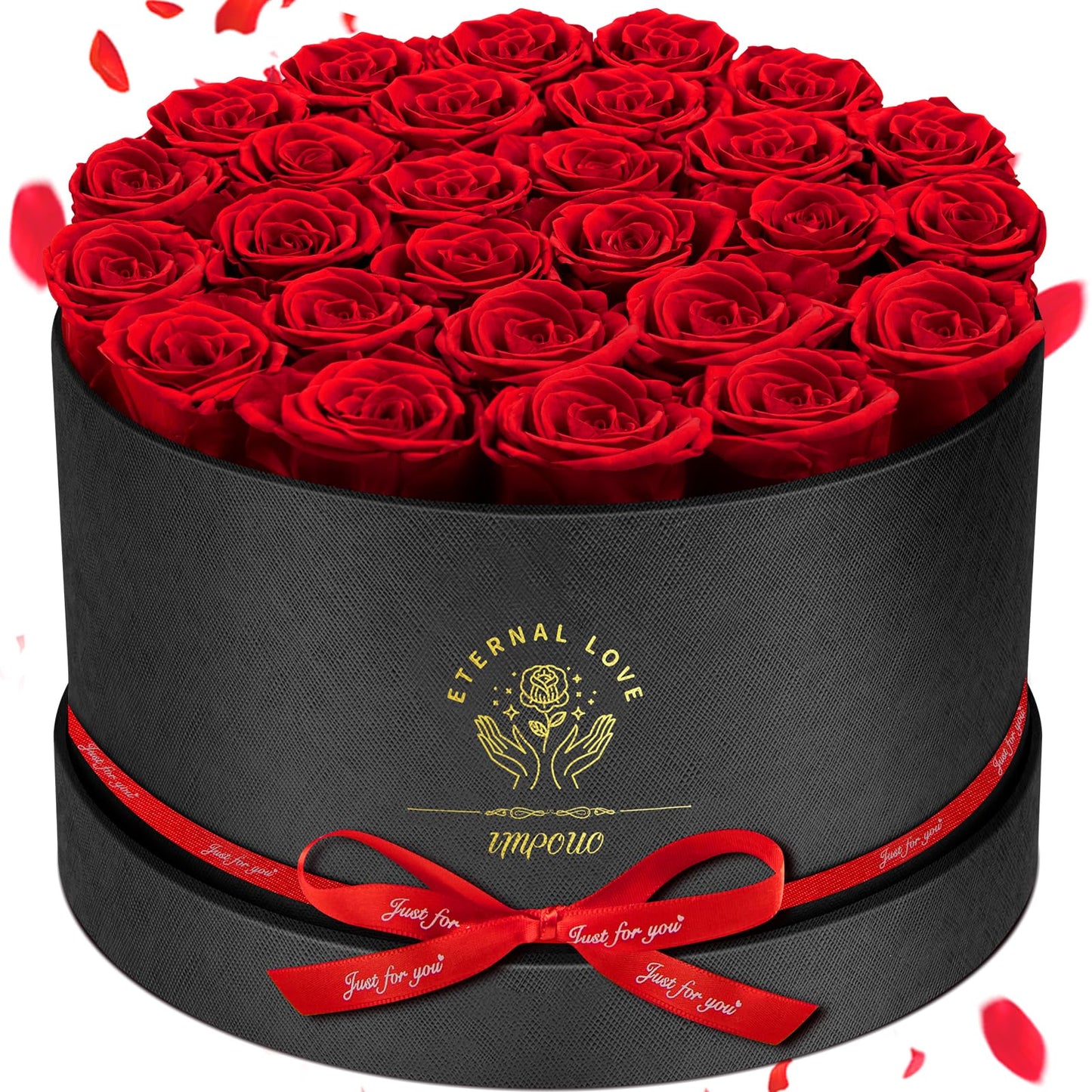 Impouo Forever Flowers, 27 Roses in A Box, Real Preserved Roses, Birthday Gift for Women, Mother's Day, Anniversary, Red Rose
