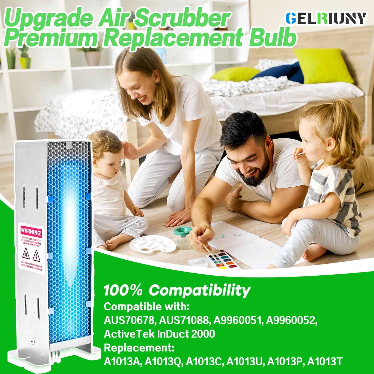 2026 Upgrade 9 Inch Air Scrubber Advanced Replacement Cell and Üν Bulb, Photocatalytic Oxidation (PCO), Ozone Free, Replacement for Activetek InDuct 2000,A1013A,A1013C,A1013P,A1013Q, A1013U, 1 Pack