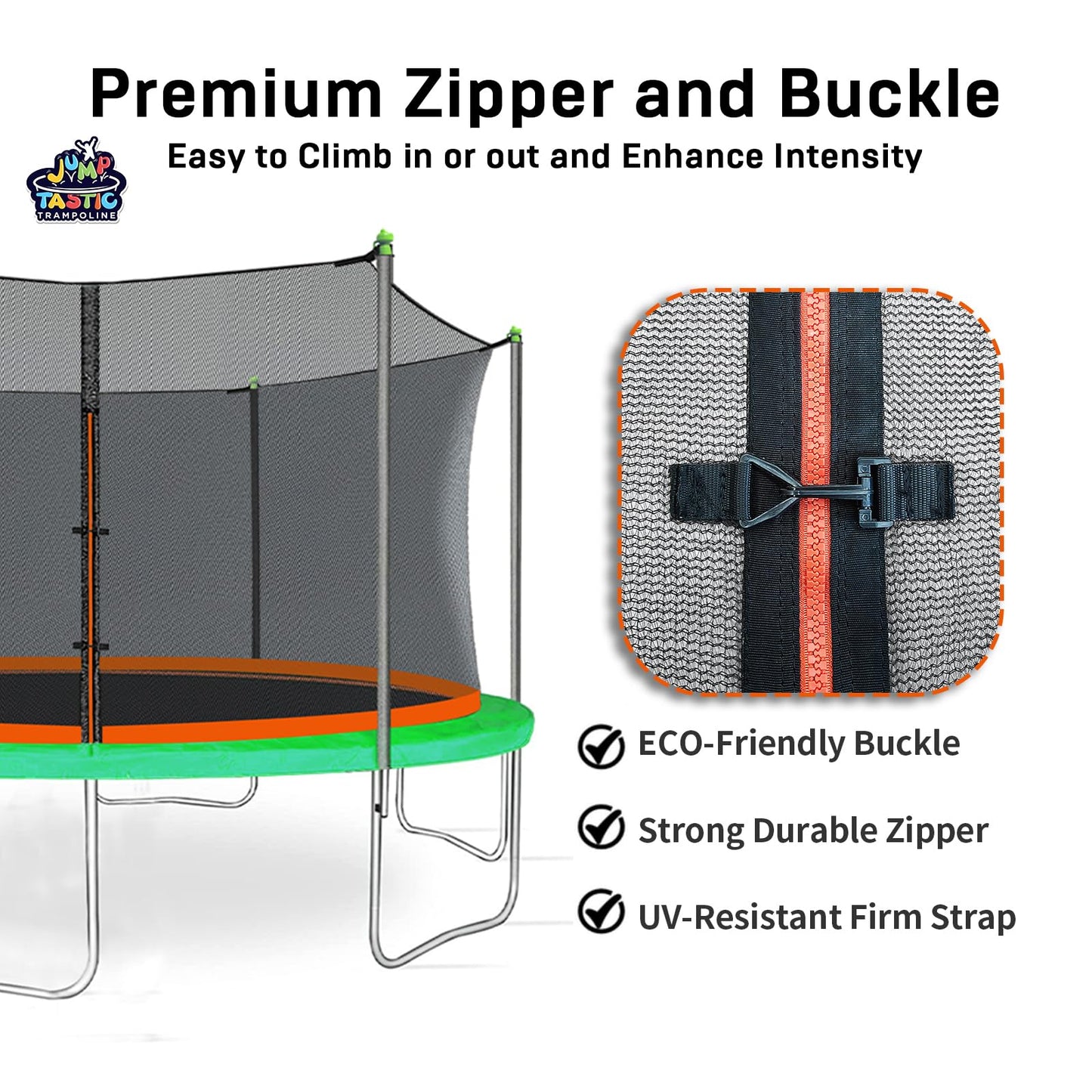 15Ft Trampoline Net Replacement with 6 Caps, Trampoline Net Fit for 15Ft Round-6 Straight Poles(Not Include Poles)