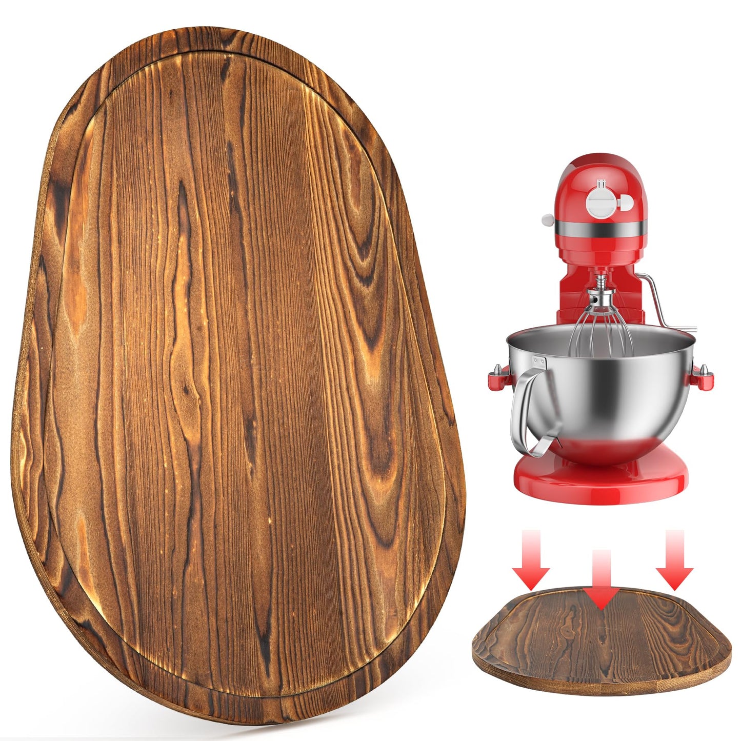 GuanQiao Food-Grade Bamboo Mixer Slider: For KitchenAid 5-8 Qt Bowl Lift Stand Mixer. Appliance Sliding Mat For Artisan, Kitchen Countertop Storage Accessories (Moving Tray)