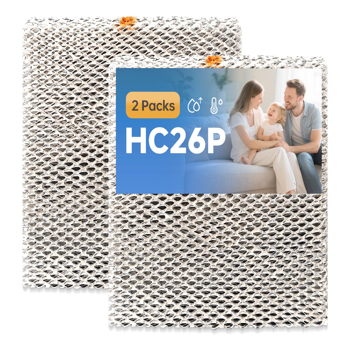 ZHONG MERV HC26E1004 Humidifier Pad Water Panel Evaporator Compatible with Honeywell HE365 HE360 HE300 HE265 HE260 HE250 HE200 Aluminum Mesh Replacement Filter 2-Pack