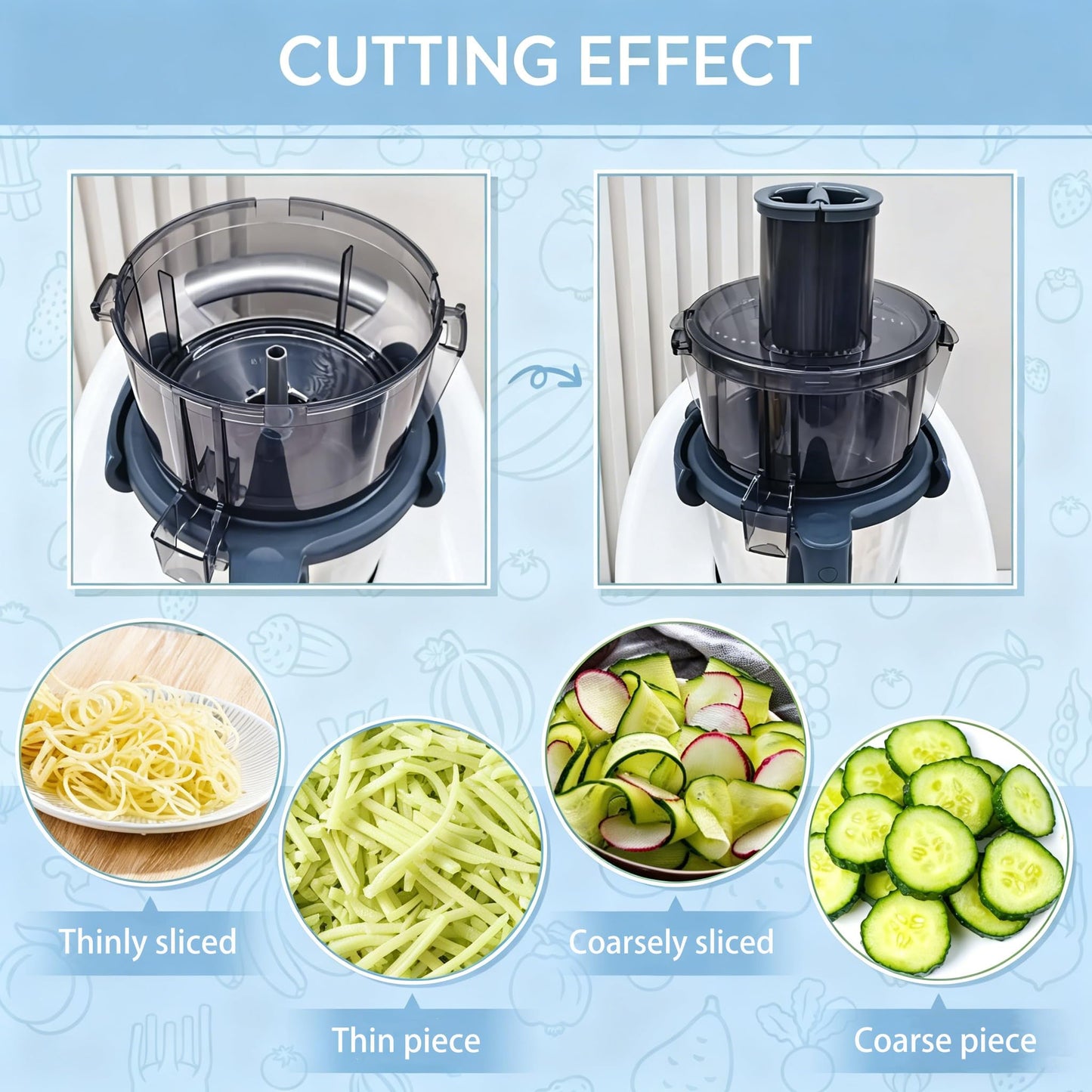 GEERYZHE Vegetable Cutter Attachment Food Processor for TM5 TM6 TM31 with Stainless Steel Blades and Removable Parts Effortless Slicing Peeler Slicer Attachments Home Kitchen Accessories