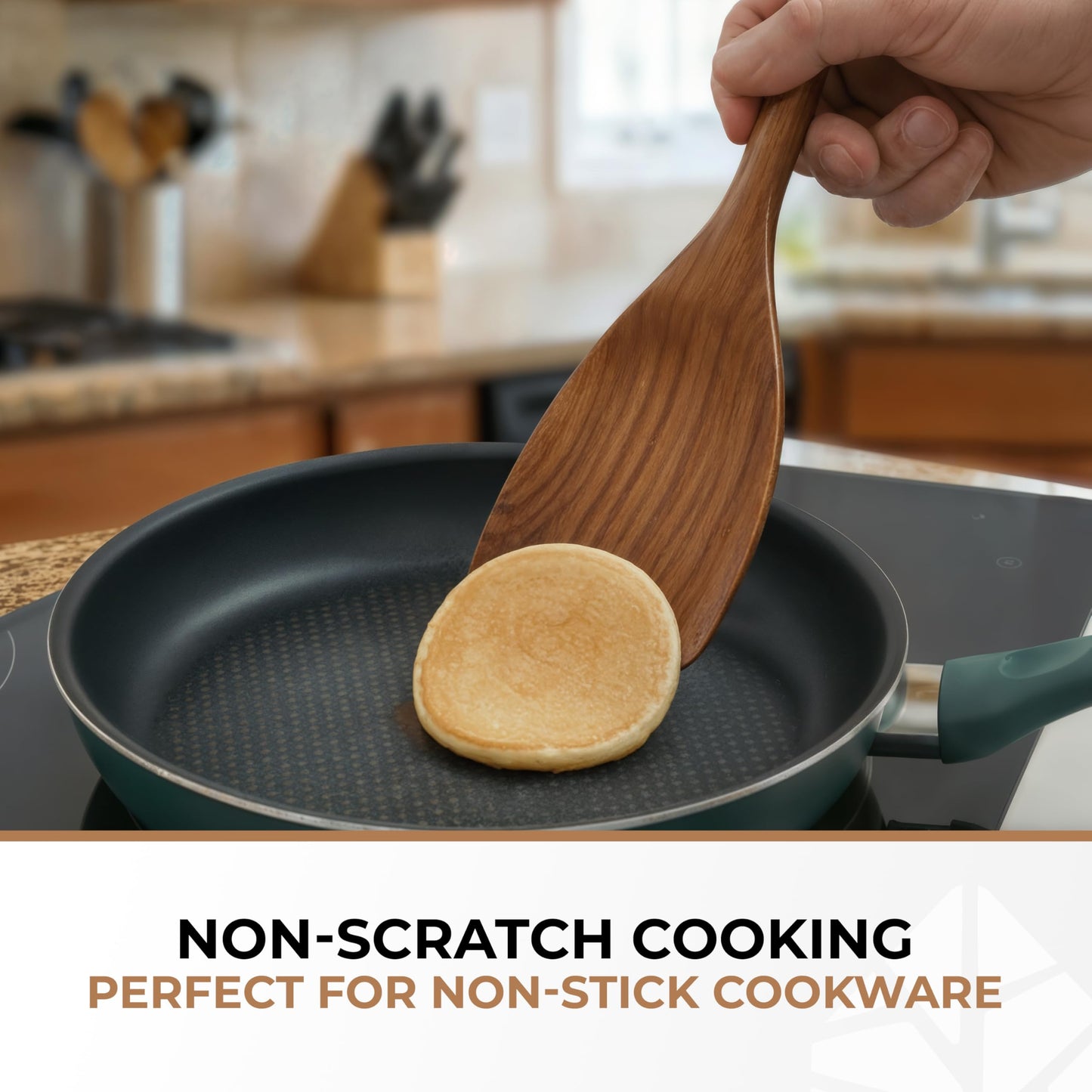 Wooden Spoons for Cooking – 10 Pcs Premium Teak Wooden Utensil Set with Hooks - Durable, Nonstick Safe, Easy to Clean & Heat Resistant with Ergonomic Handles