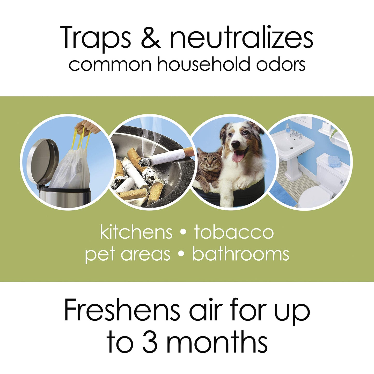 Hamilton Beach TrueAir Plug-Mount Odor Eliminator with Carbon Filter + Green Mountain Scent Cartridge, Common Household-Tobacco, Pet, Bathroom, Trash, On/Off Fan (04530GM)