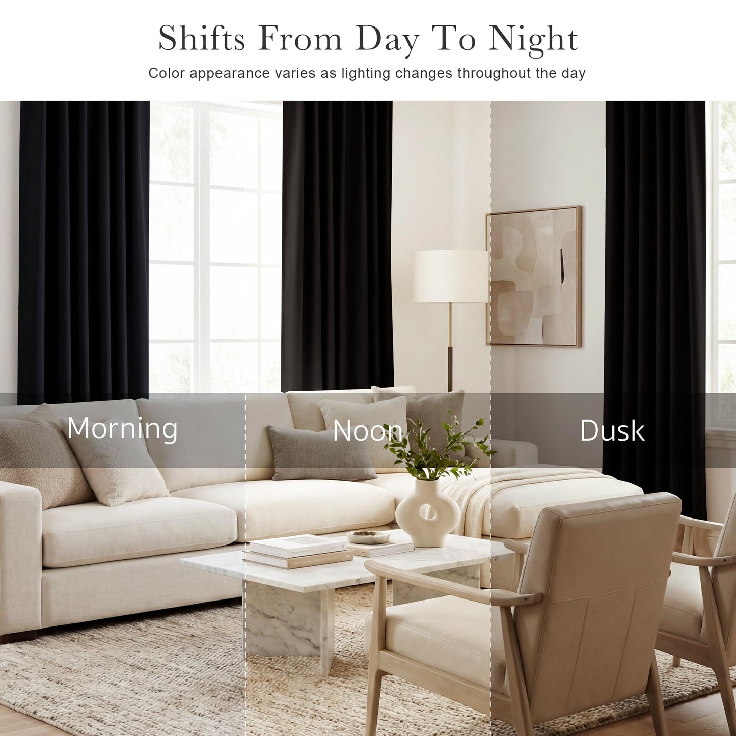 PONY DANCE Blackout Curtains 96 inch Long, Room Darkening Ceiling to Floor Curtains for Bedroom, Thermal Insulated Drapes for Living Room Window, Back Tab/Rod Pocket, 52 Inch Wide, 2 Panels, Black