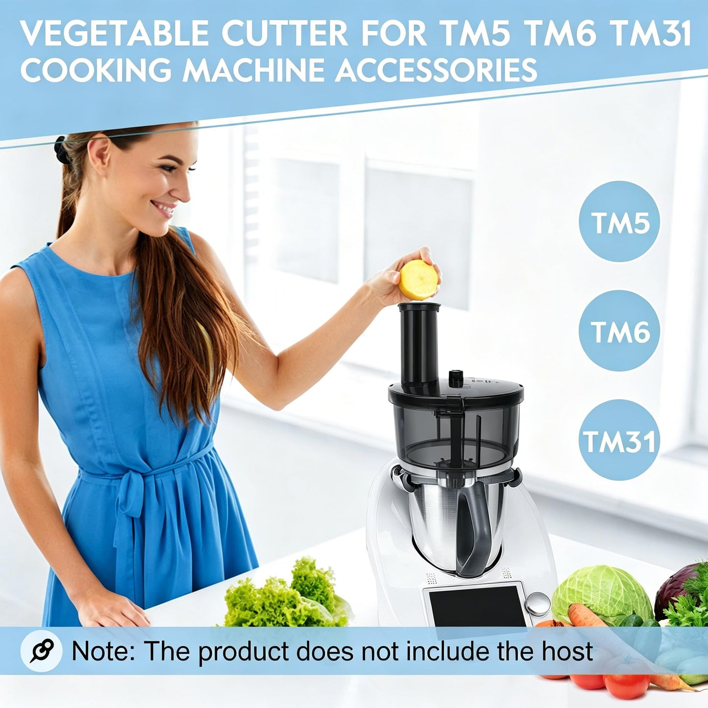 GEERYZHE Vegetable Cutter Attachment Food Processor for TM5 TM6 TM31 with Stainless Steel Blades and Removable Parts Effortless Slicing Peeler Slicer Attachments Home Kitchen Accessories