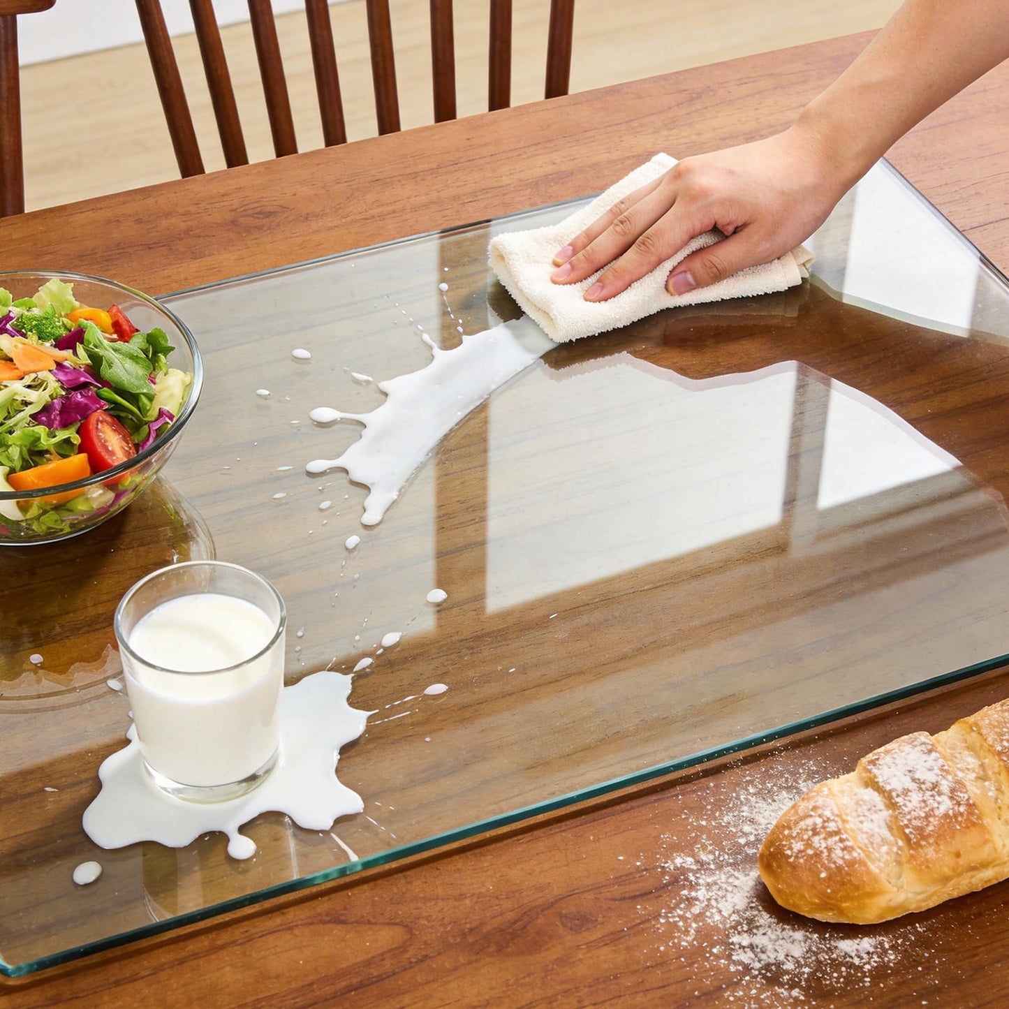 Hifogang Tempered Glass Desk Pad to Protect Desk,Clear Office Desk Pad for Keyboard and Computer Monitor,Glass Desk Mat for Desktop Dry Erase,20 x 32 inch