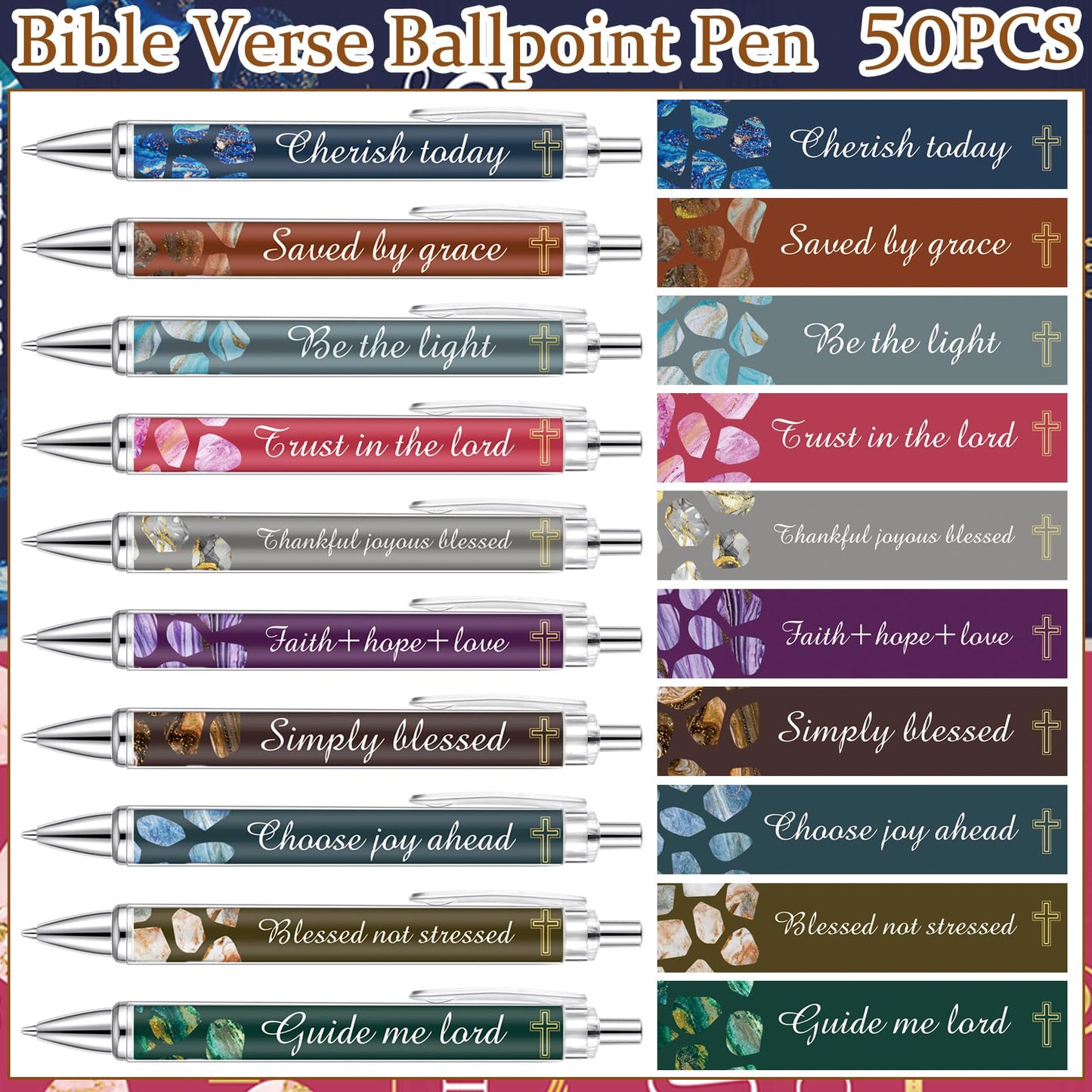 Yeaqee 200 Pcs Bible Verse Christian Church Gift Bulk for Women Church Favors Sunday School Study Supplies Include 50 Bookmarks 50 Ballpoint Pens 50 Notebooks 50 Organza Bags(Stylish)