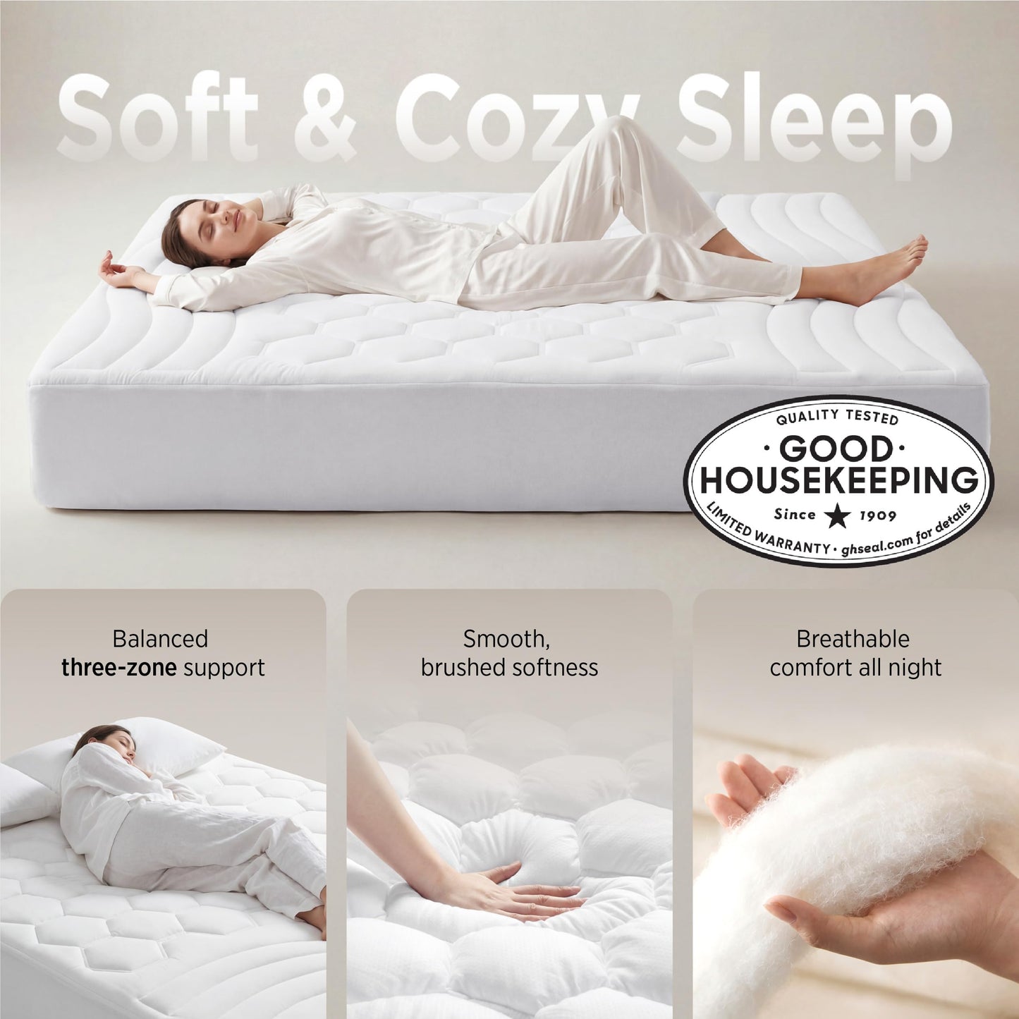 Bedsure California King Mattress Protector - Cal King Mattress Pad Topper with 8-21 Inches Deep Pocket, Quilted Fitted Soft Bed Cover Padded, White, 72x84 Inches