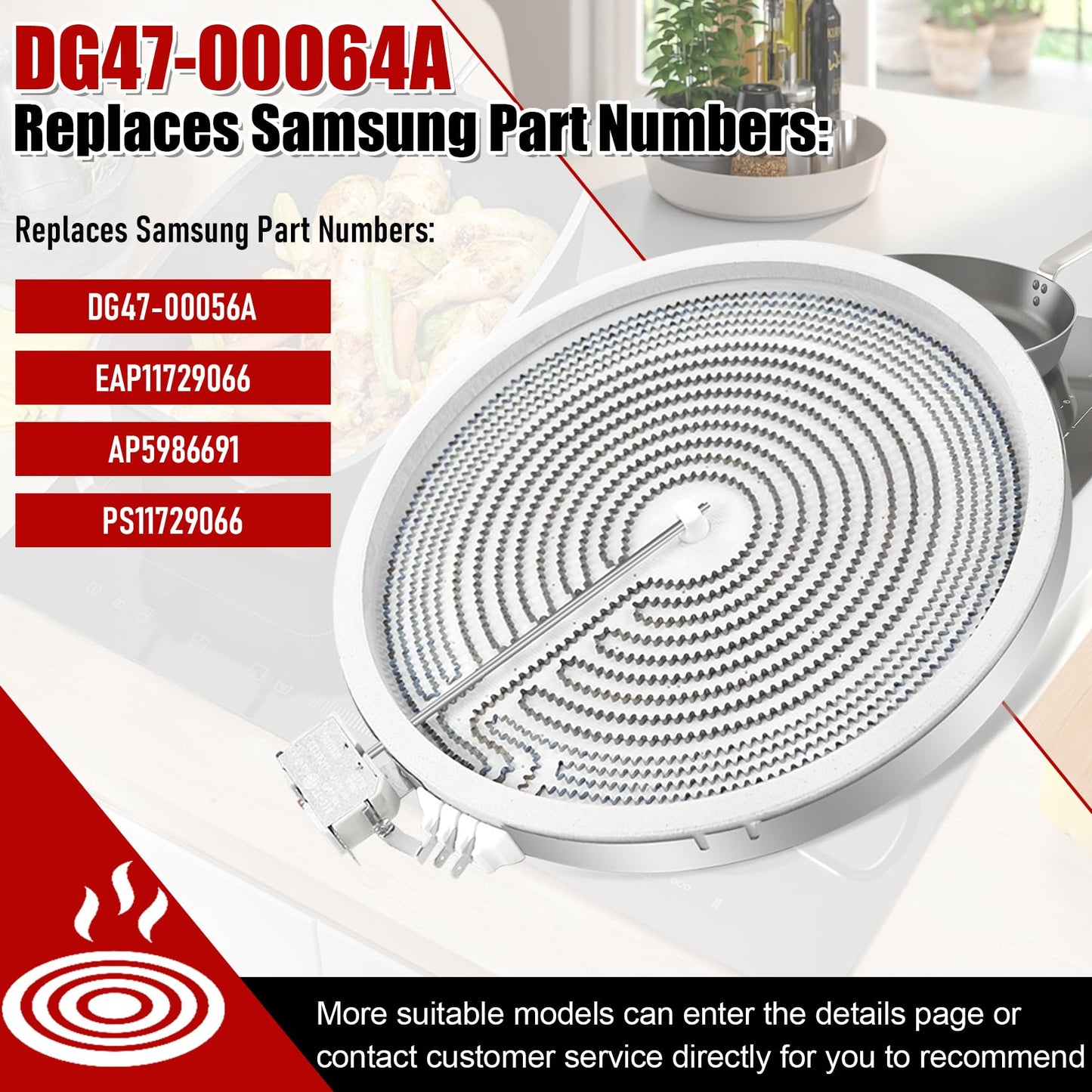 OEM home UPGRADE DG47-00064A DG47-00056A Compatible With Samsung Stove Range Electric Range 9/12 Inch Dual Radiant Heater Element Replacement EAP11729066 AP5986691 PS11729066 Surface Element
