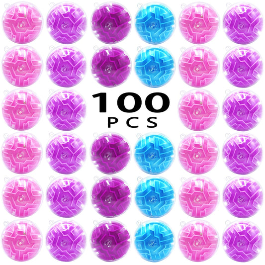 100 Pcs Puzzle Maze Ball Mini 3D Gravity Cube Puzzle Ball Toy for Kids Ages 3 6 7 8-10, Educational Challenges Magic Brain Teasers Games for Boys Girls Birthday Gifts Classroom Prize
