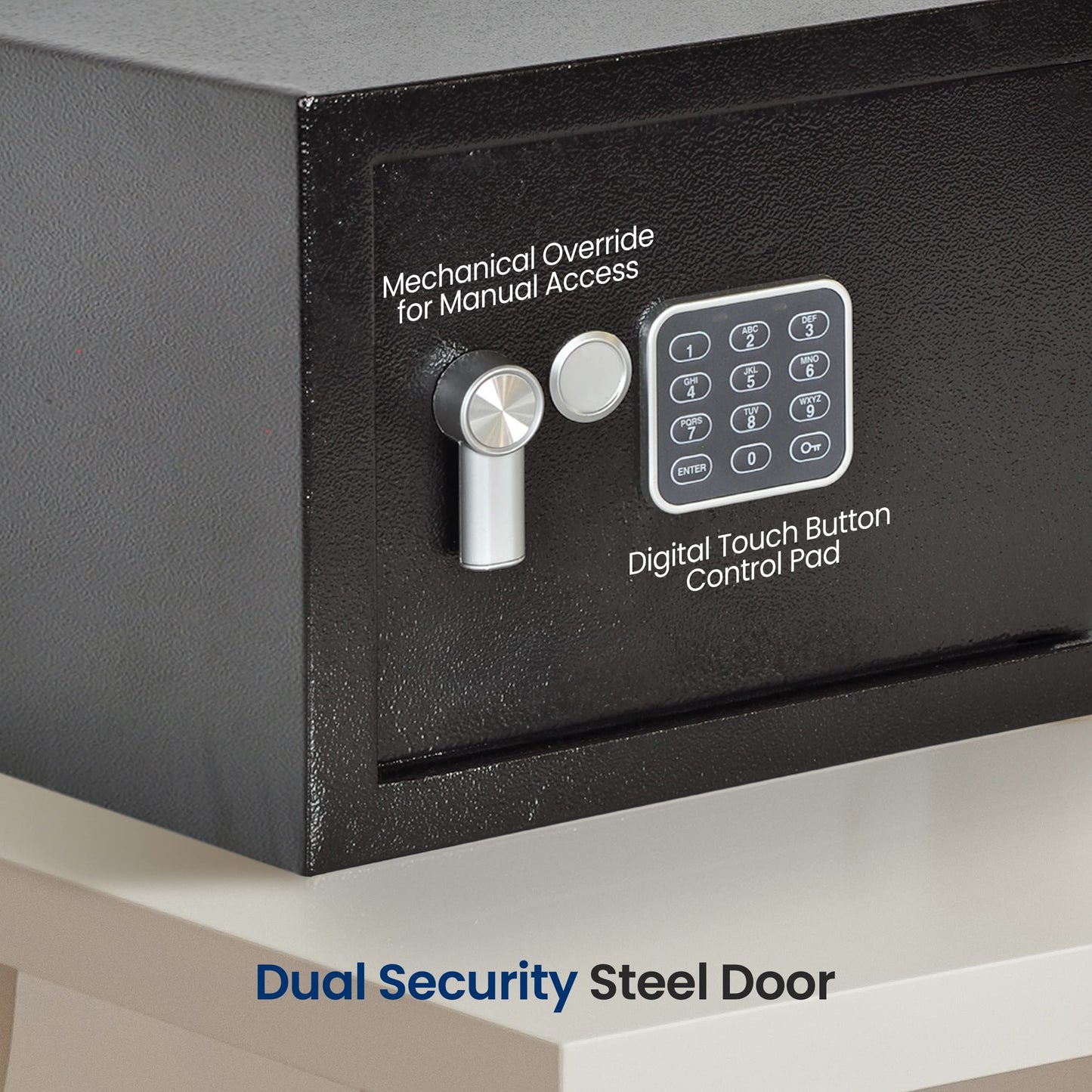 SereneLife Electronic Safe Box | Heavy Duty 13.8’’ x 9.8’’ Lockbox | Digital Keypad Code & 2 Key access | Small Money Safe for Home & Office | Secure Cash, Jewelry, Valuables | Wall & Floor Mountable