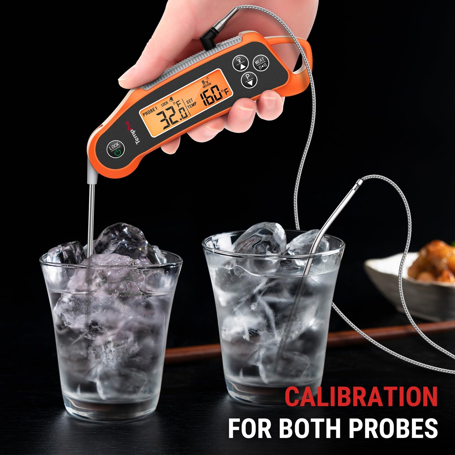 TempPro TP710 Instant Read Thermometer for Cooking, 2-in-1 Meat Thermometer Digital with 2 Probes & 2 Temperature Display, Kitchen Thermometer for Oven, Grilling, Smoker, BBQ (Previously ThermoPro)